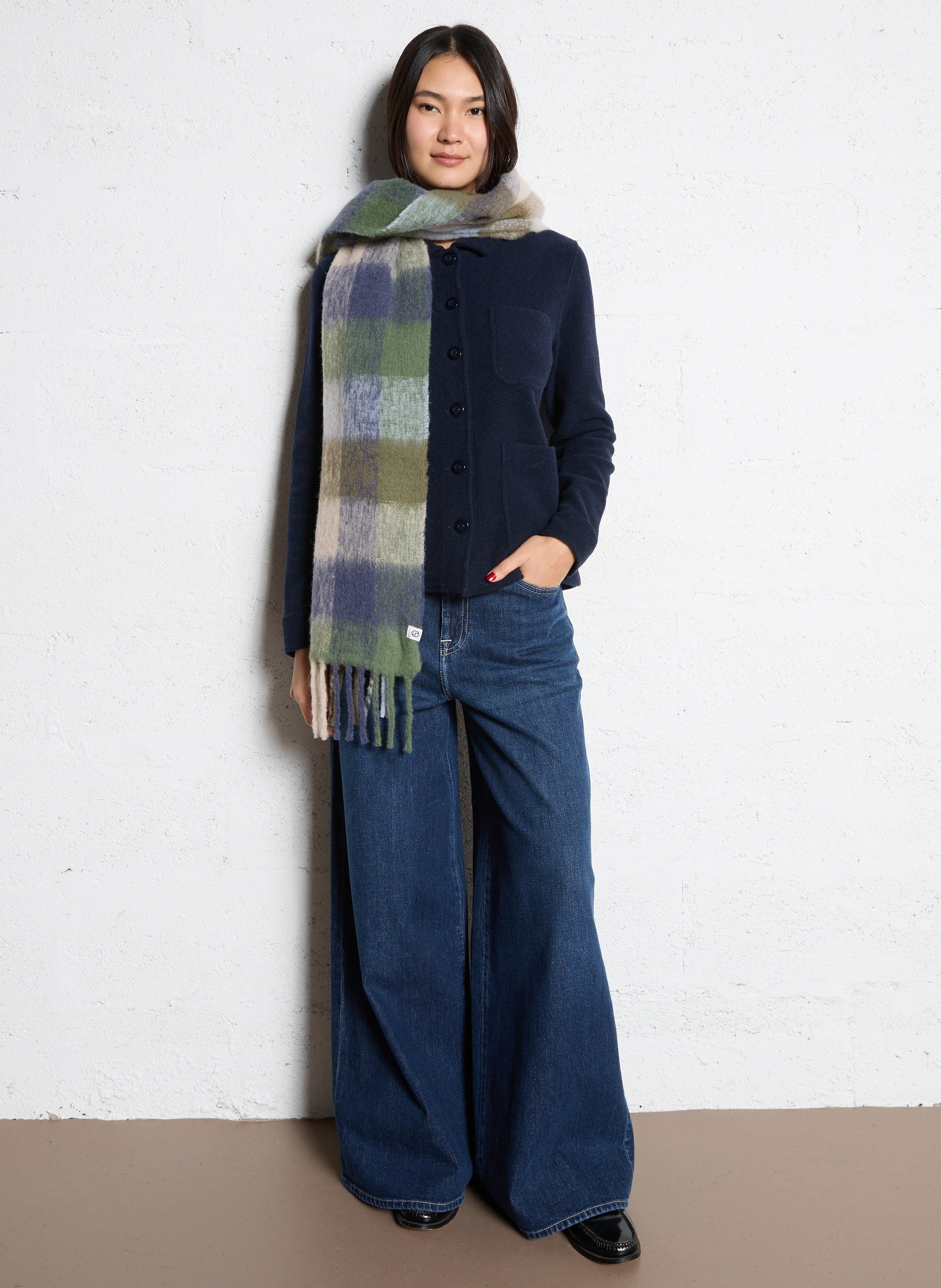 Karierter Schal aus Alpaka-Mix BECKSONDERGAARD Grun