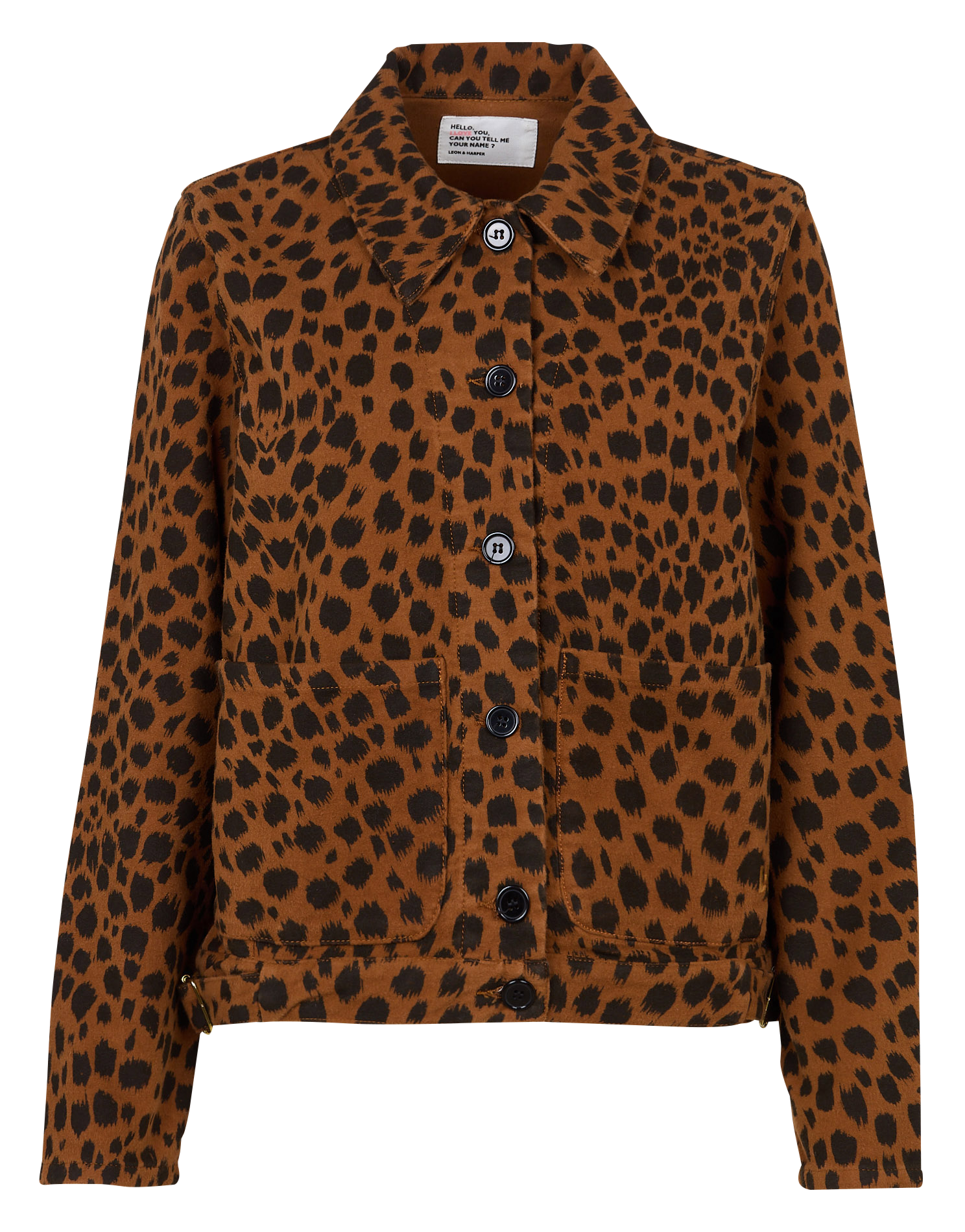 Manteau col classique imprimé en coton LEON & HARPER Marron