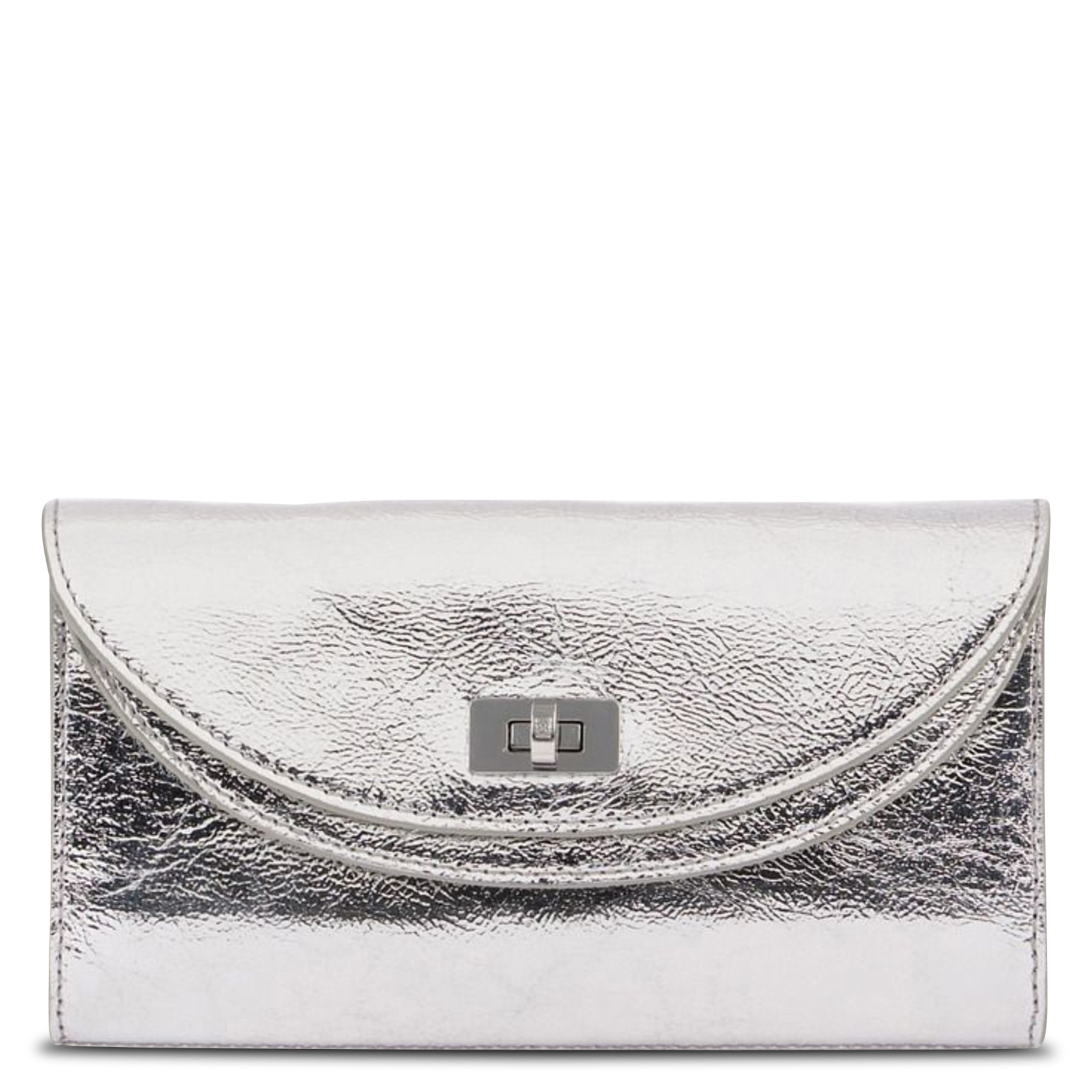 Sac bandoulière en cuir brillant SANDRO Argent