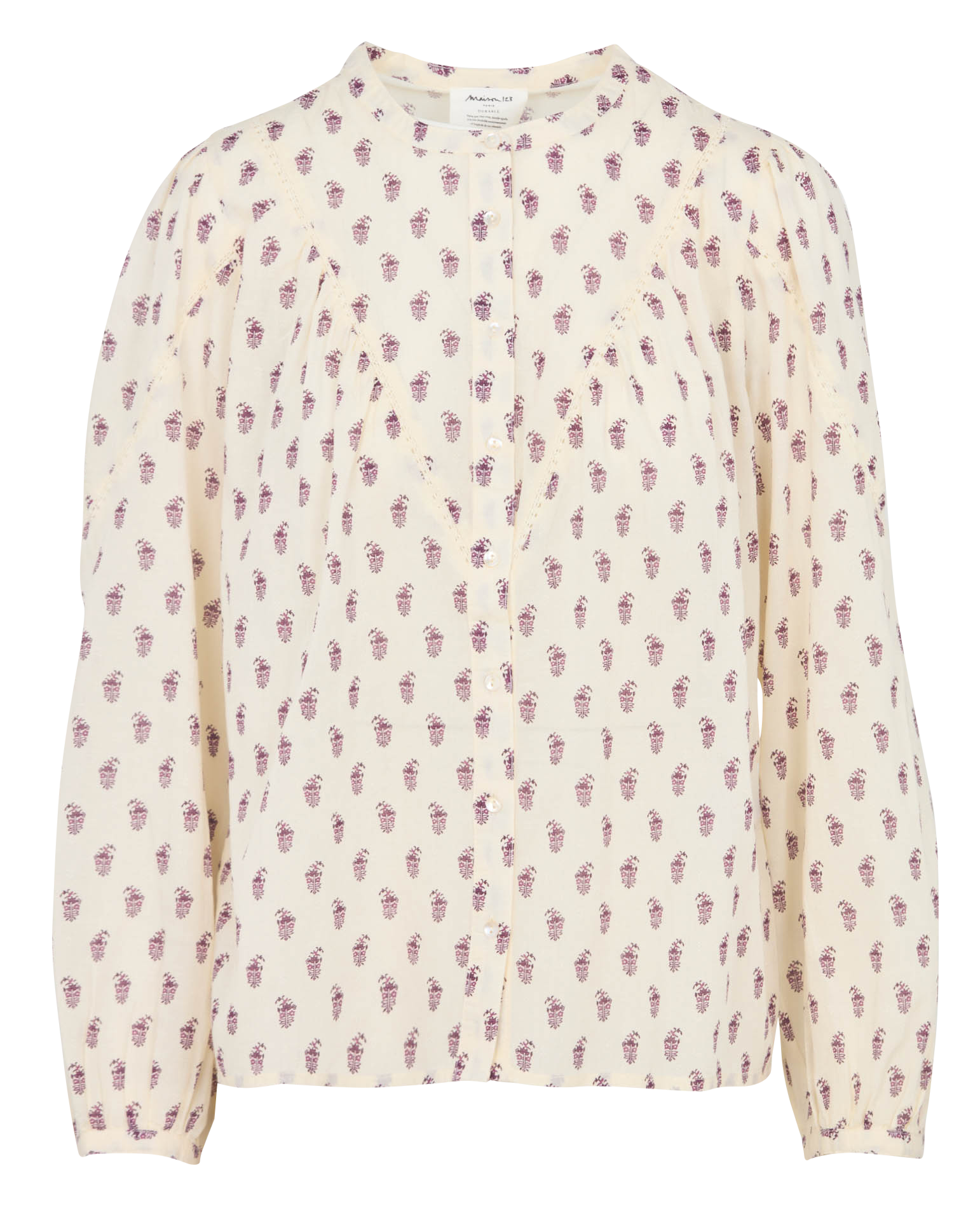 Straight round neck printed blouse MAISON 123 White