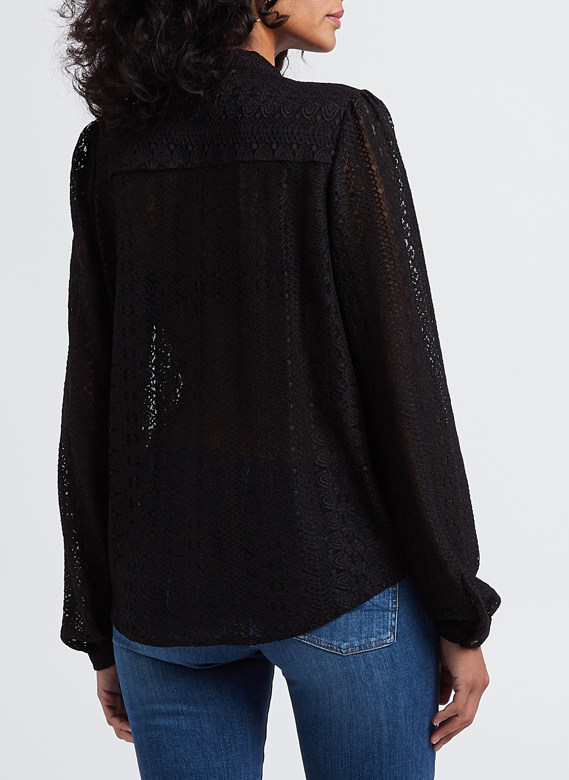 Bestickte Bluse mit Mao-Kragen VILA Schwarz