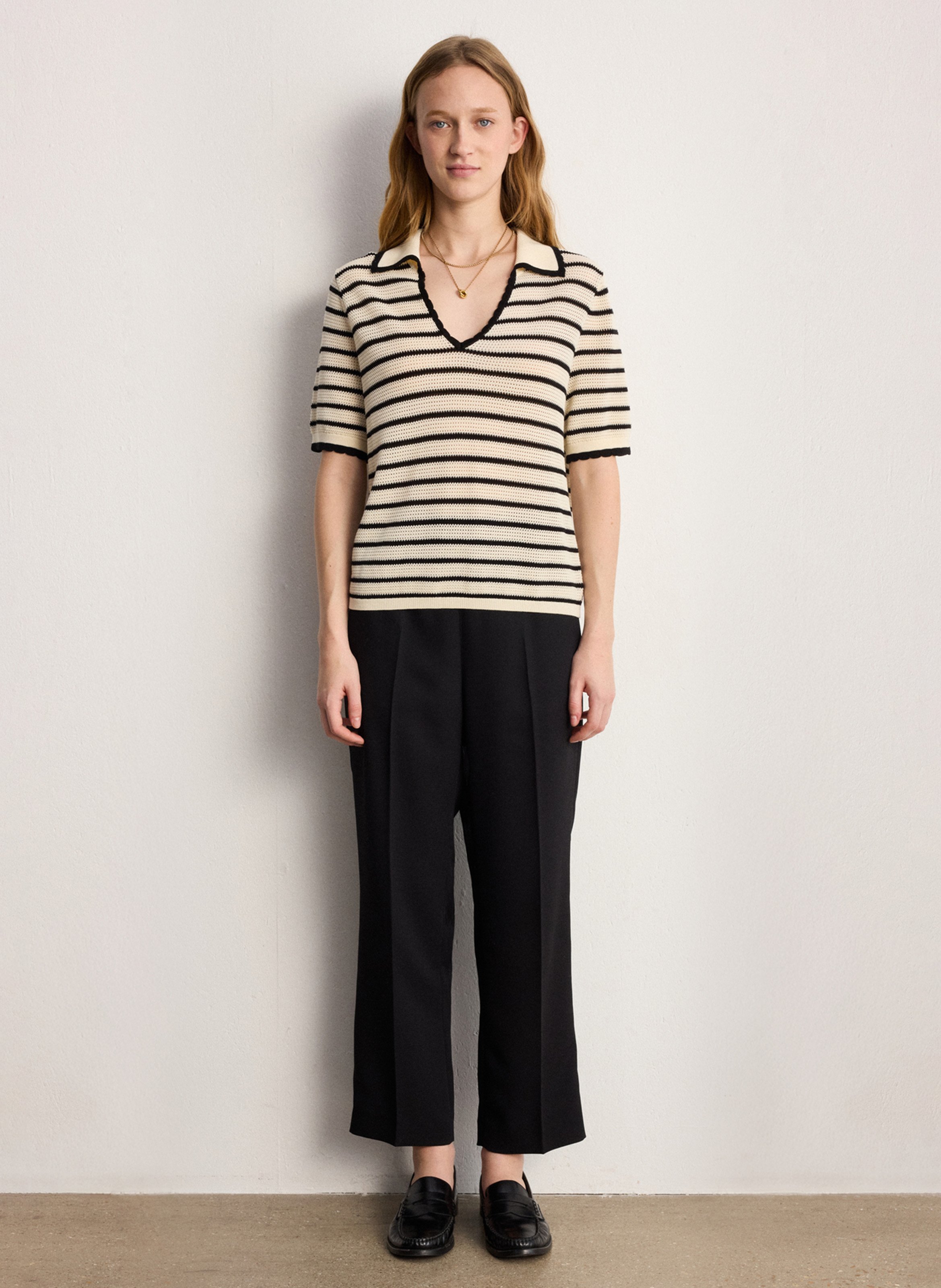 Pull droit à rayures PABLO Beige