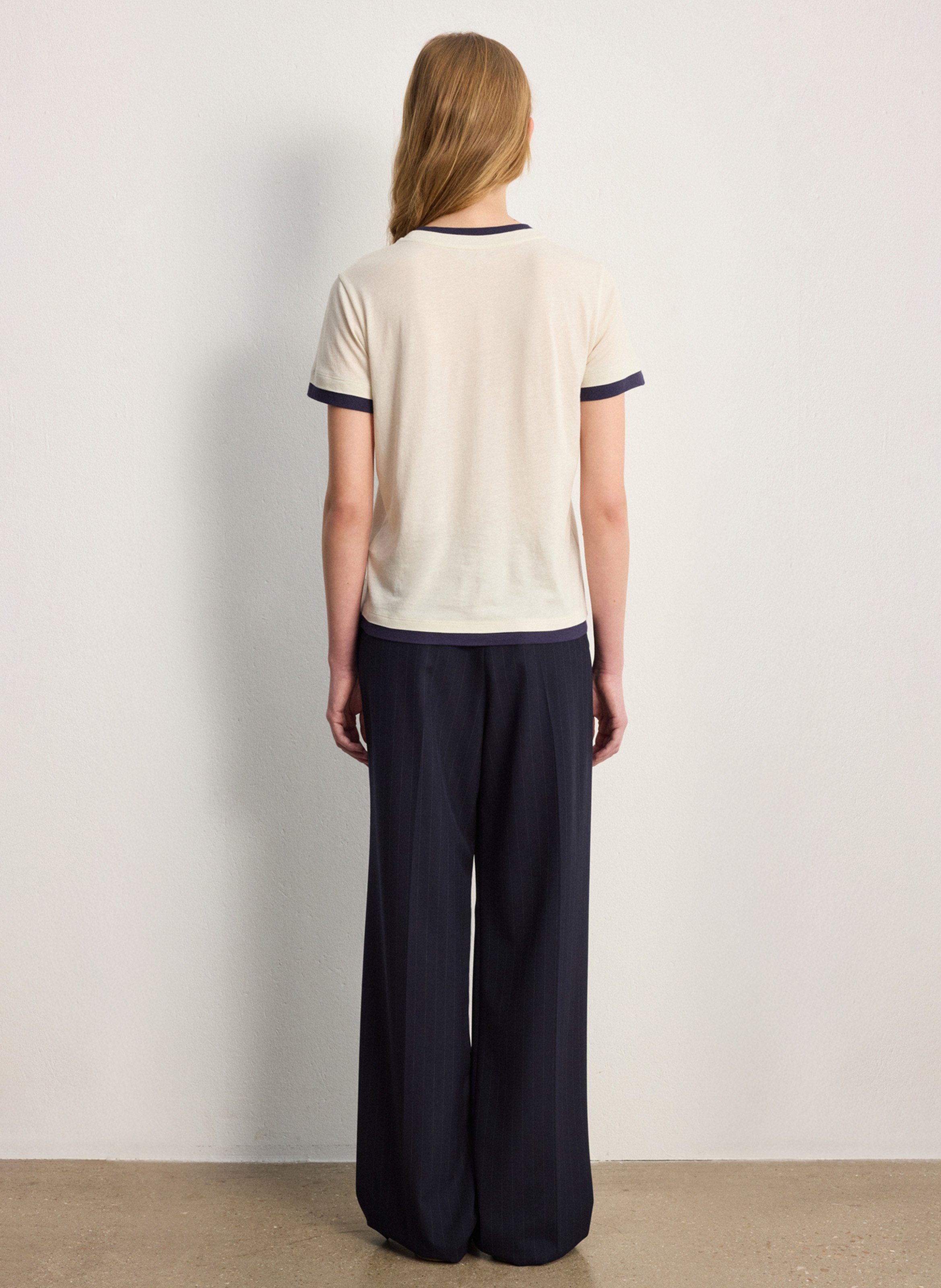 T-shirt droit col rond en coton mélangé PABLO Blanc