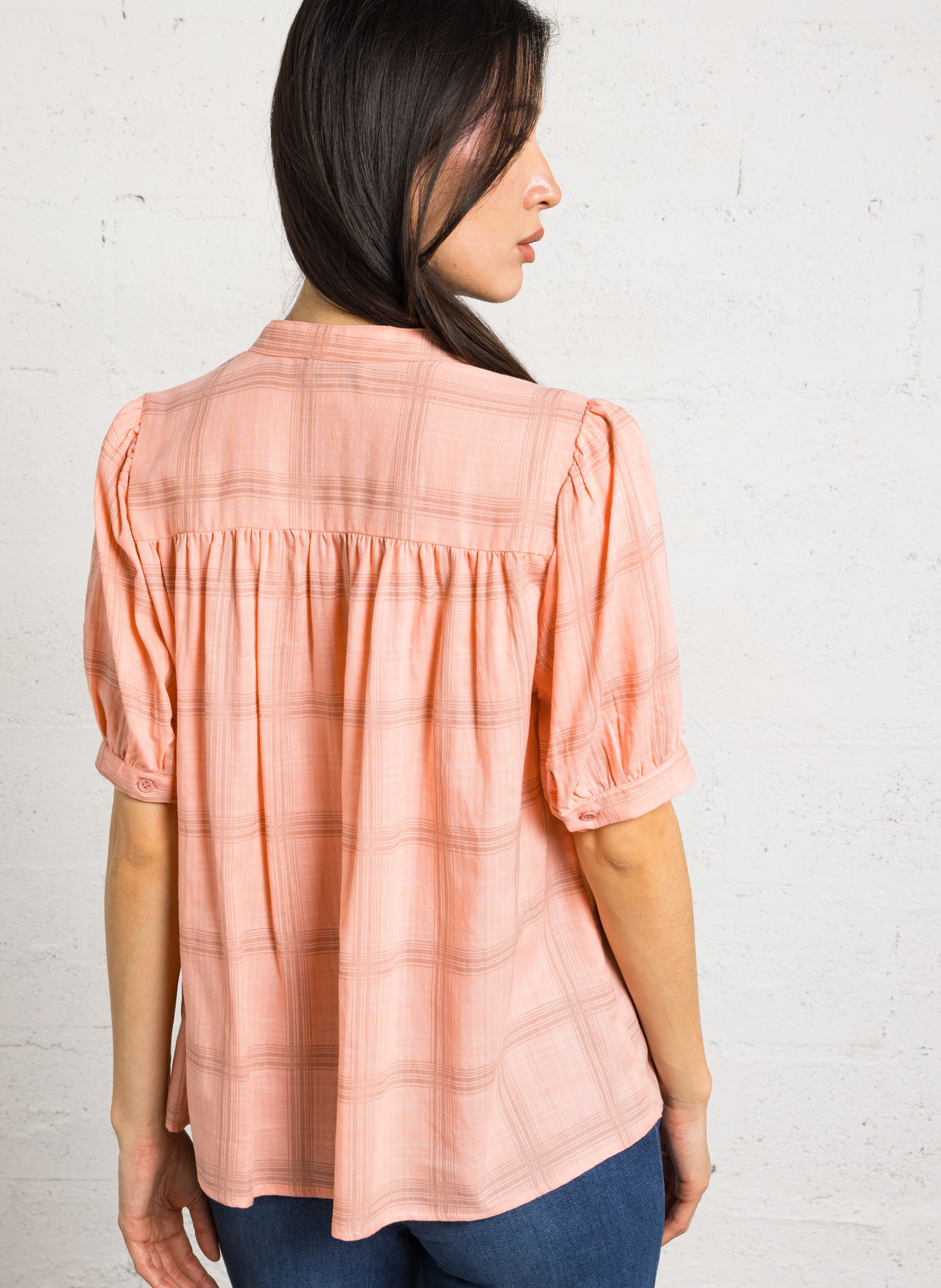 Oversized Mandarin Collar Shirt in Blended Cotton SEE U SOON Pink