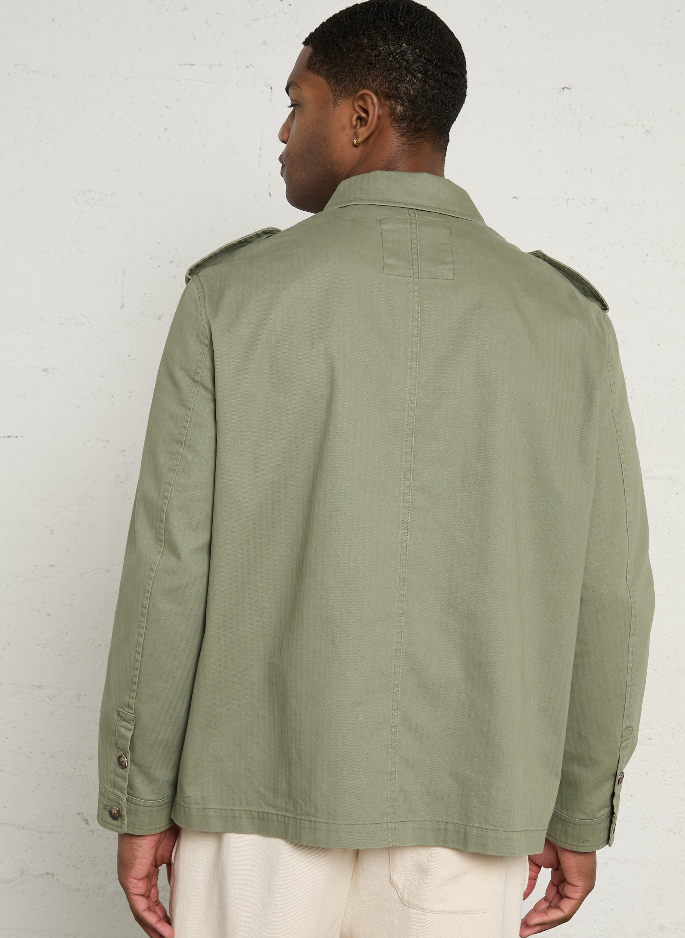 Cotton jacket with classic collar PEPE JEANS Green