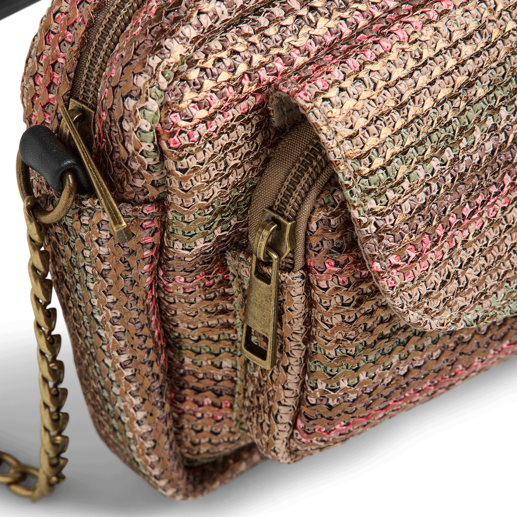 Rieten schoudertas PIECES Grijs