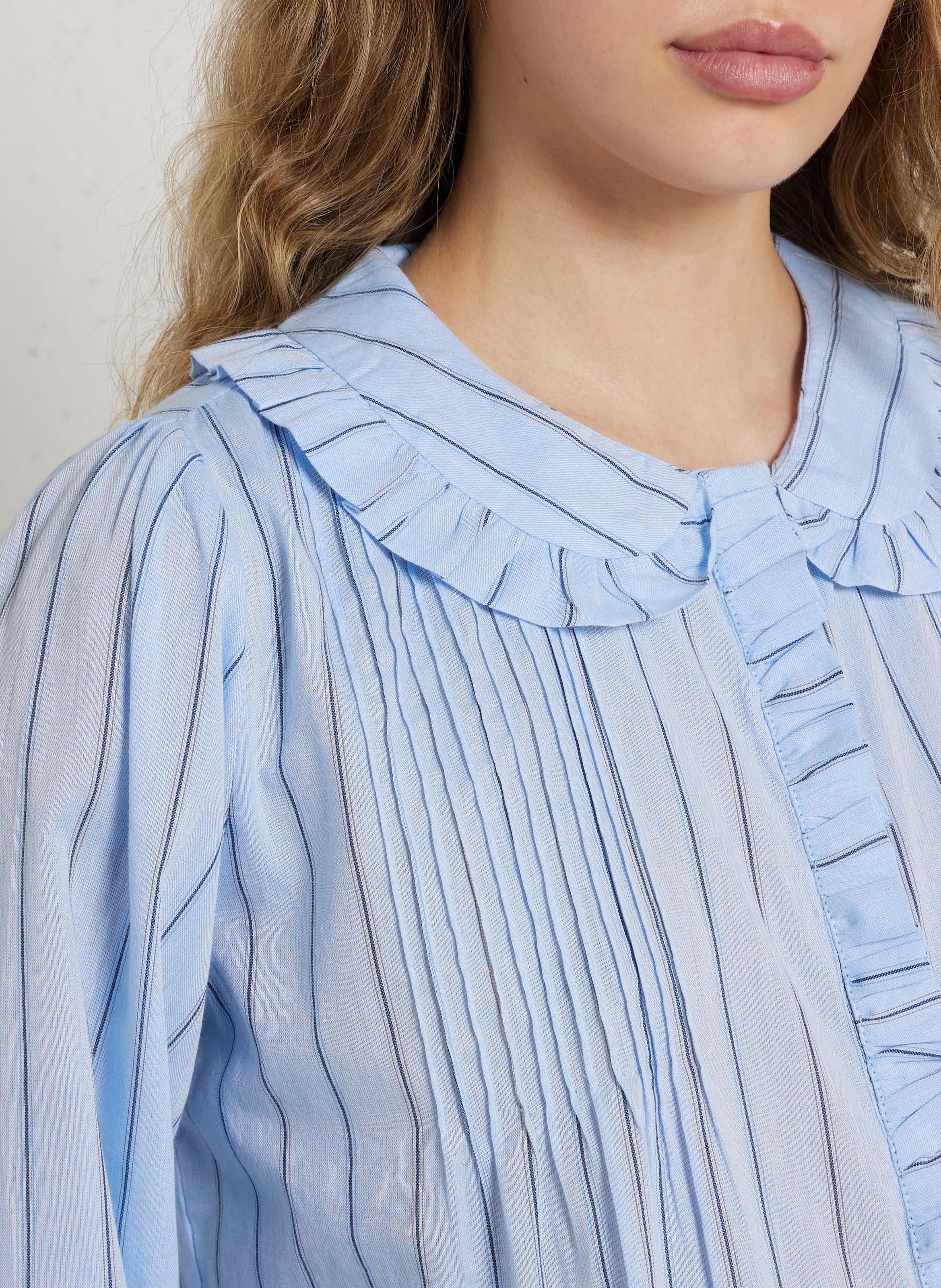 Cotton shirt with Peter Pan collar EMILE ET IDA Blue