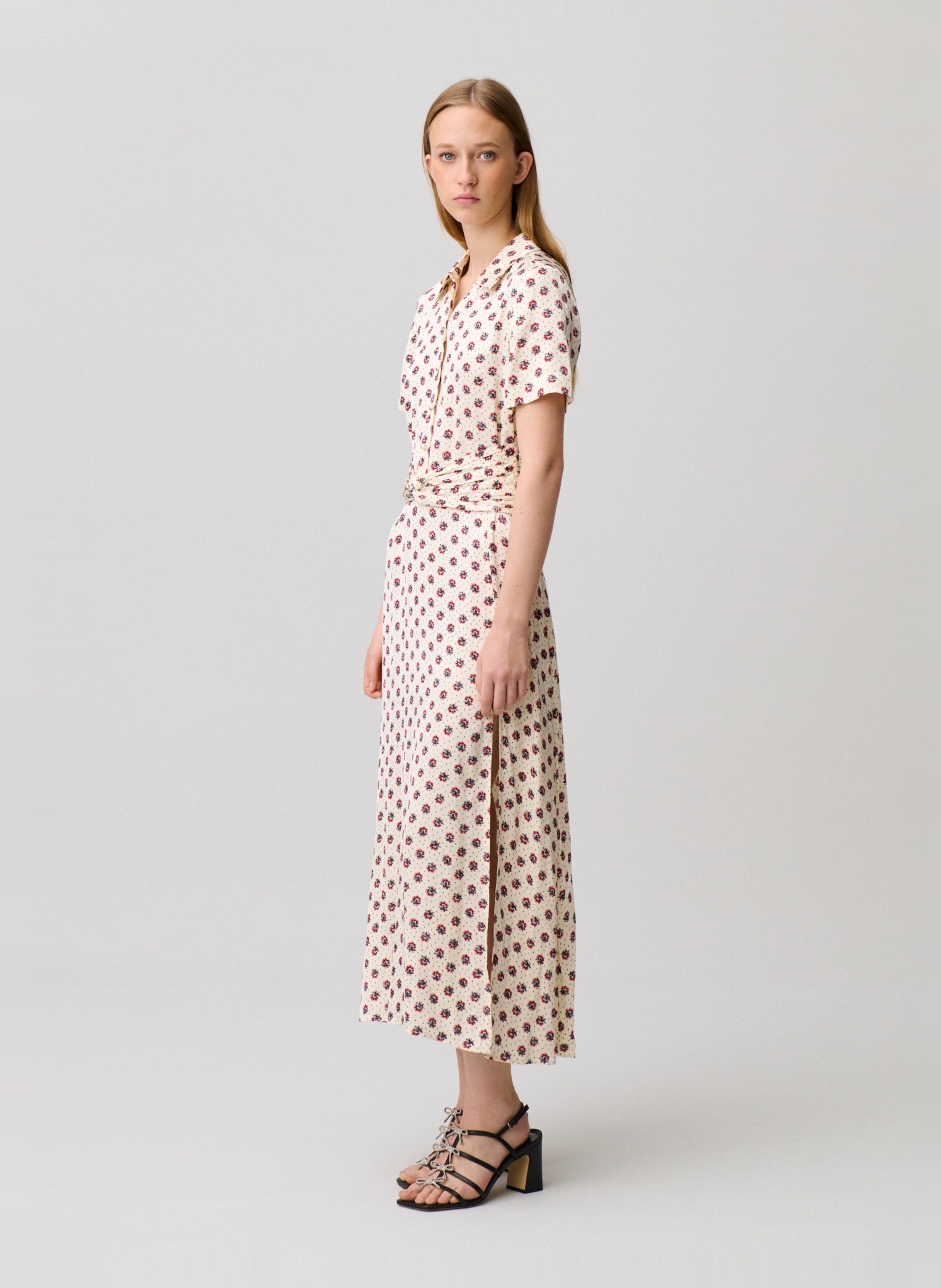 Robe midi drapée à motif CLAUDIE PIERLOT Multicolore