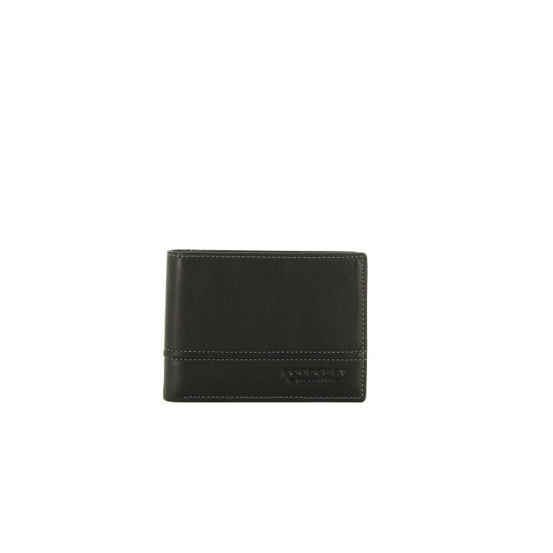 Calfskin leather wallet POURCHET Black