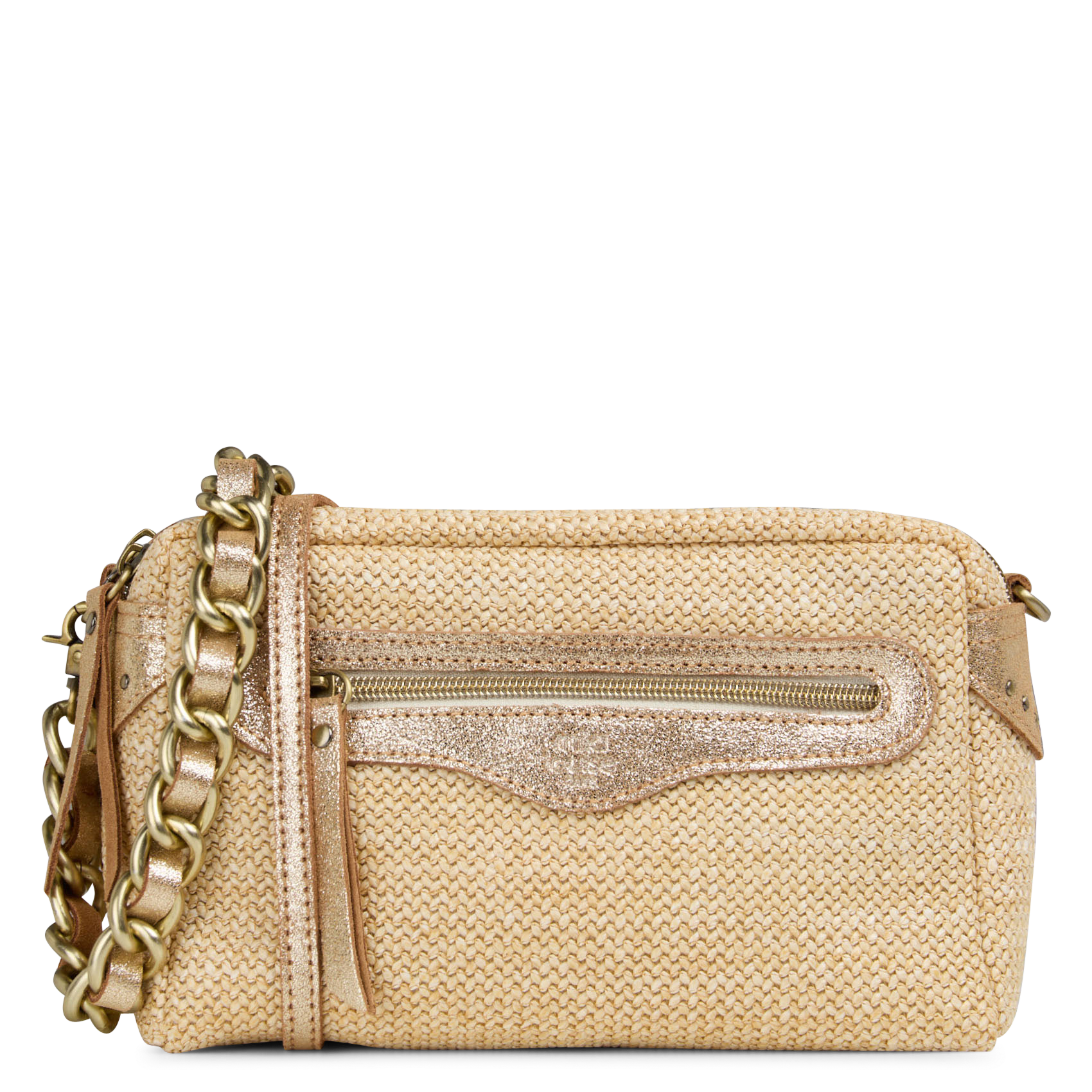 Sac bandoulière tressé à détail pailleté MILA LOUISE Beige