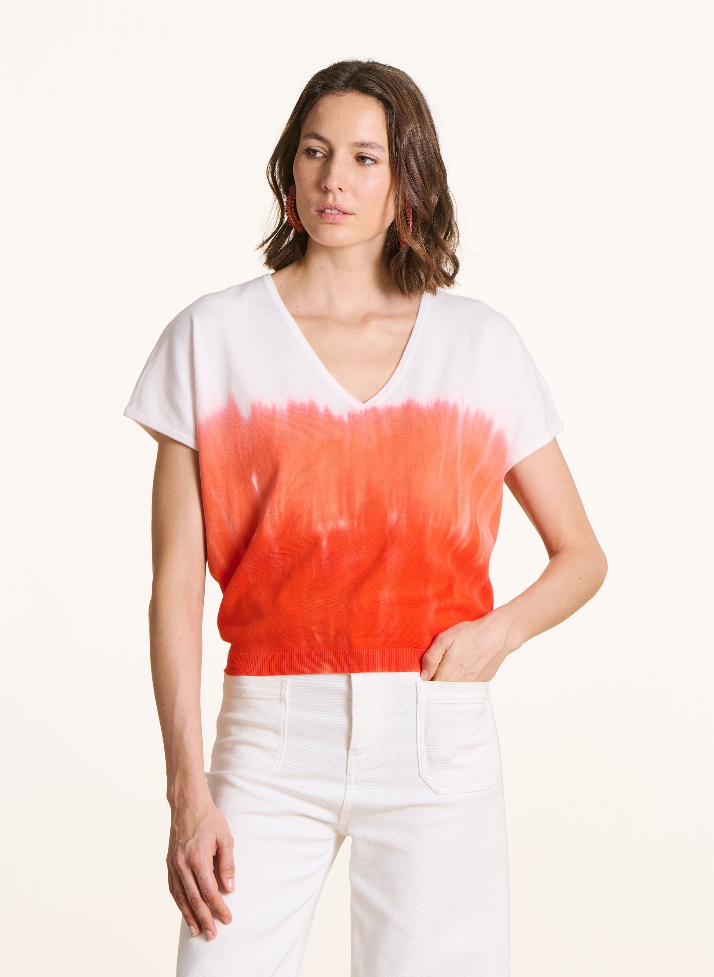 Round neck tie-dye T-shirt LA FEE MARABOUTEE Pink
