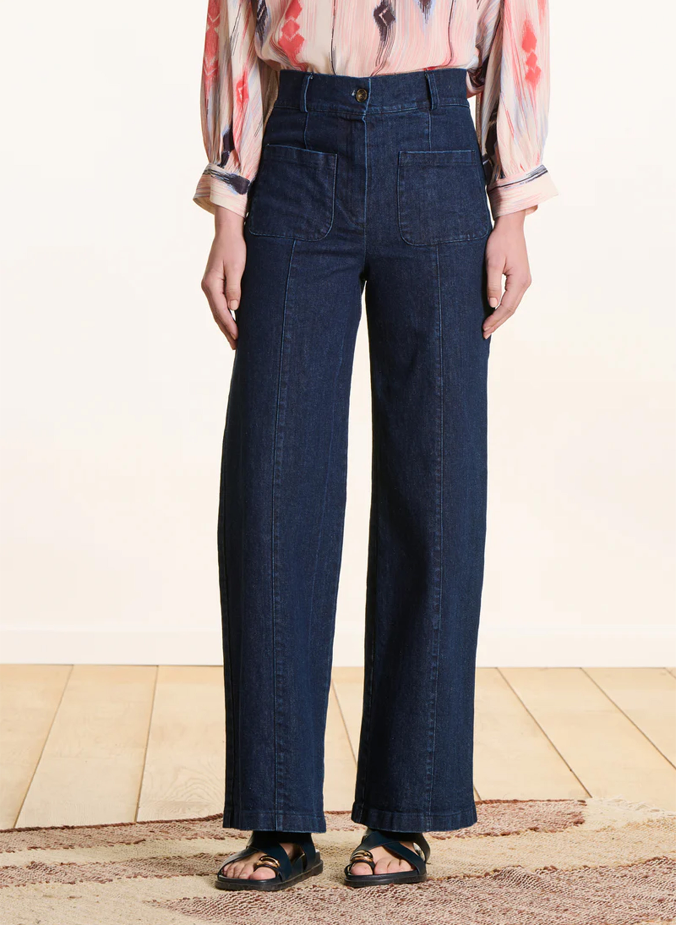 Jean flare bootcut en coton mélangé  LA FEE MARABOUTEE Bleu