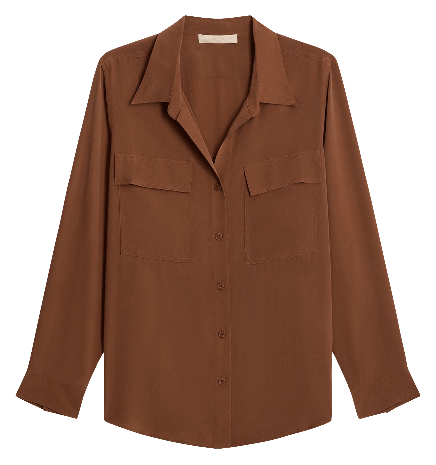Chemise col classique en soie VANESSA BRUNO Marron