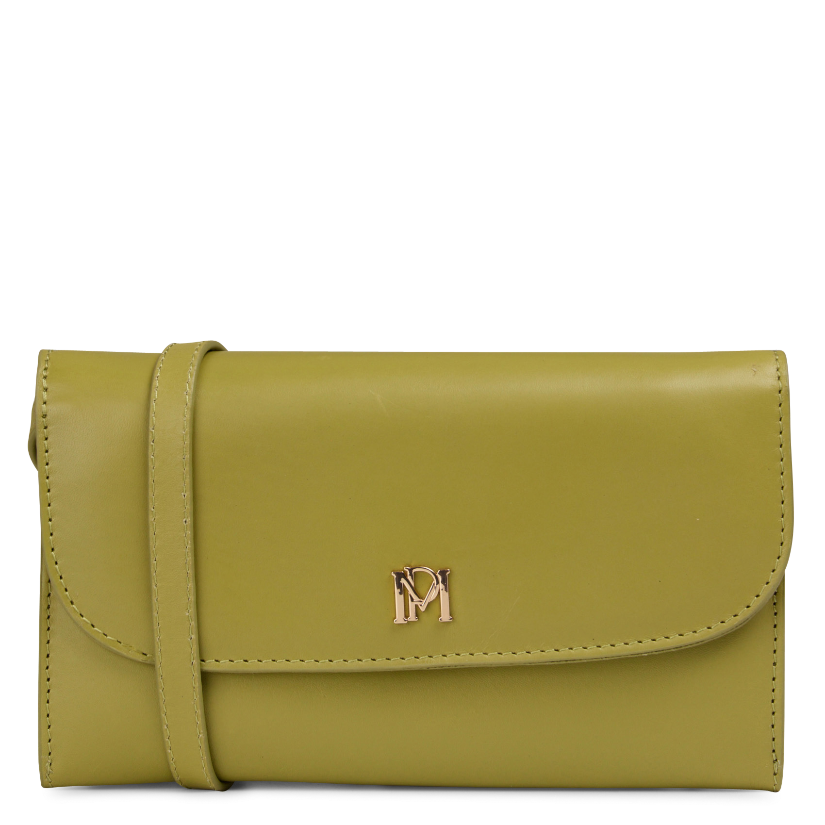 Leather cardholder with shoulder strap PETITE MENDIGOTE Green