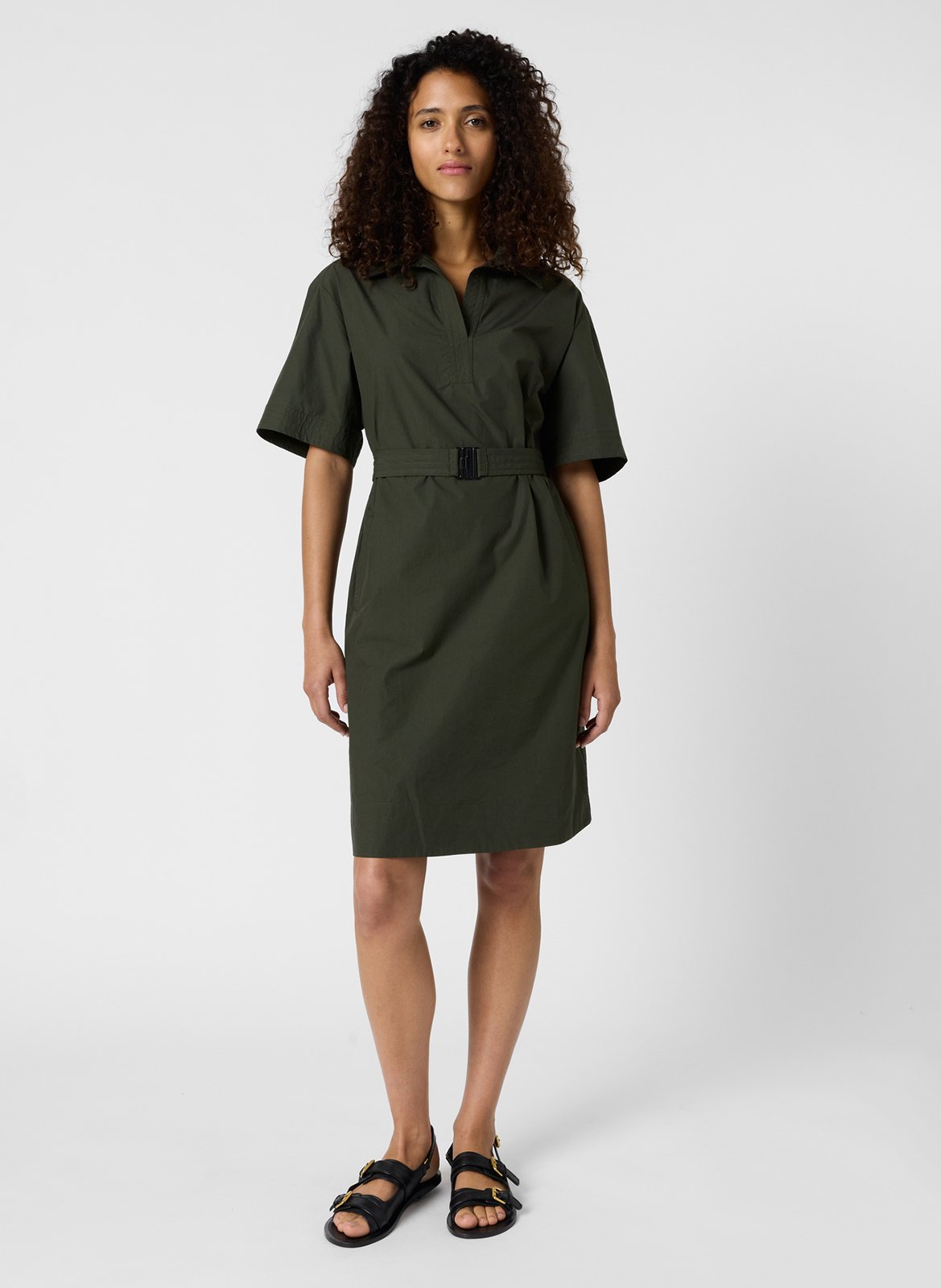 Robe courte droite unie en coton GERARD DAREL Kaki