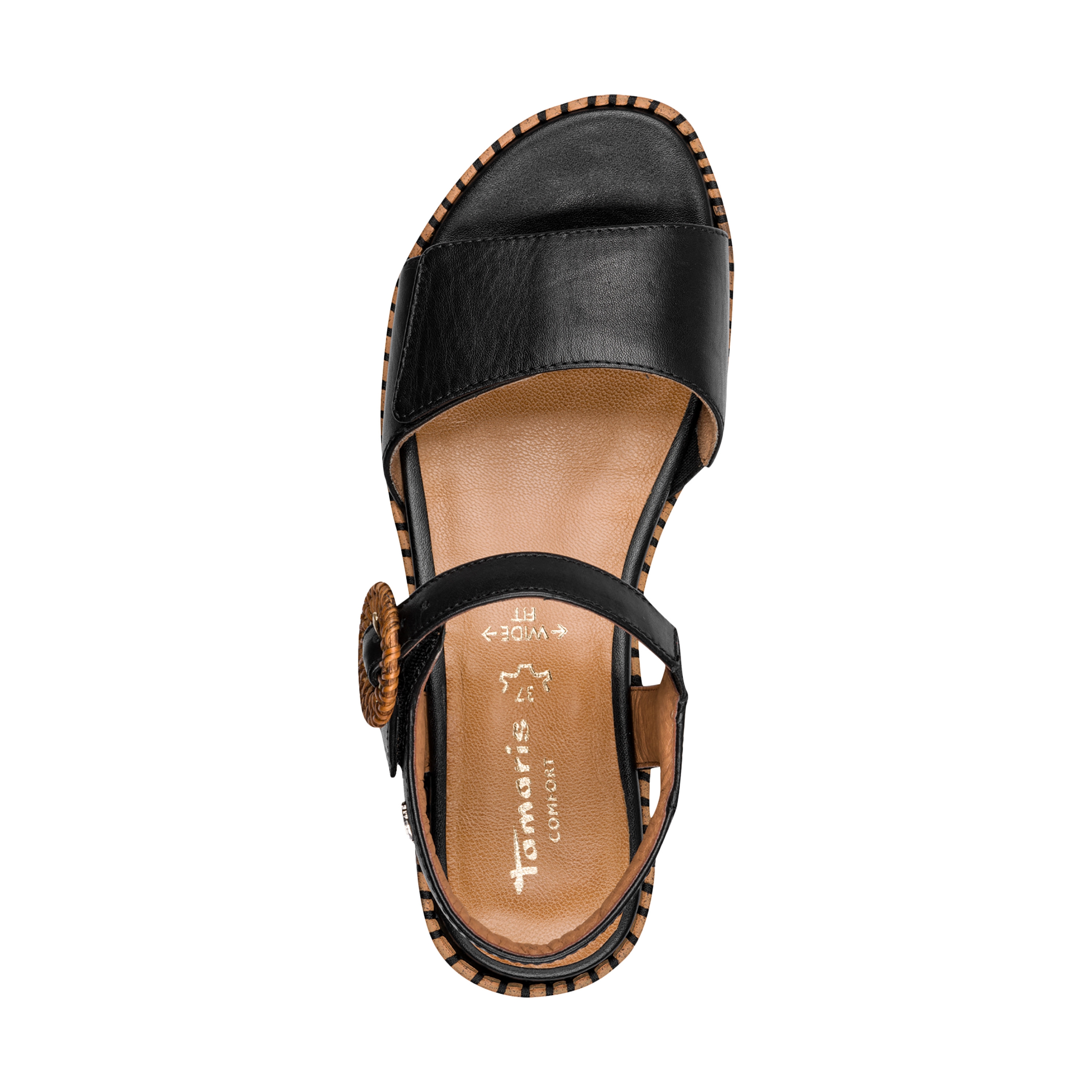Leather comfort wedge sandals TAMARIS Black