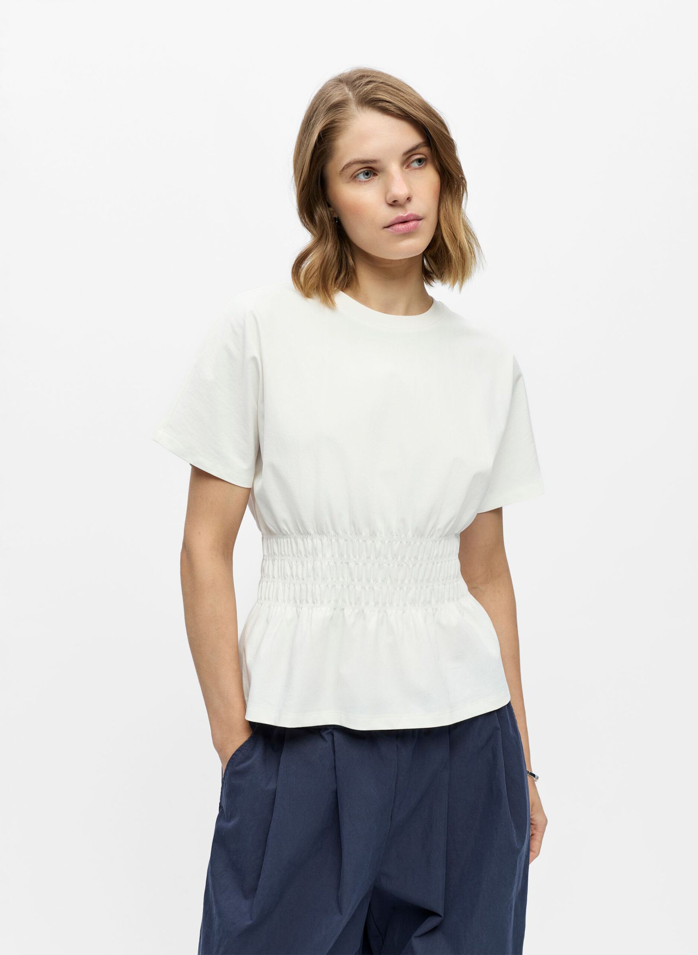 Figurbetontes Rundhals-Top aus Baumwoll-Mix OBJECT