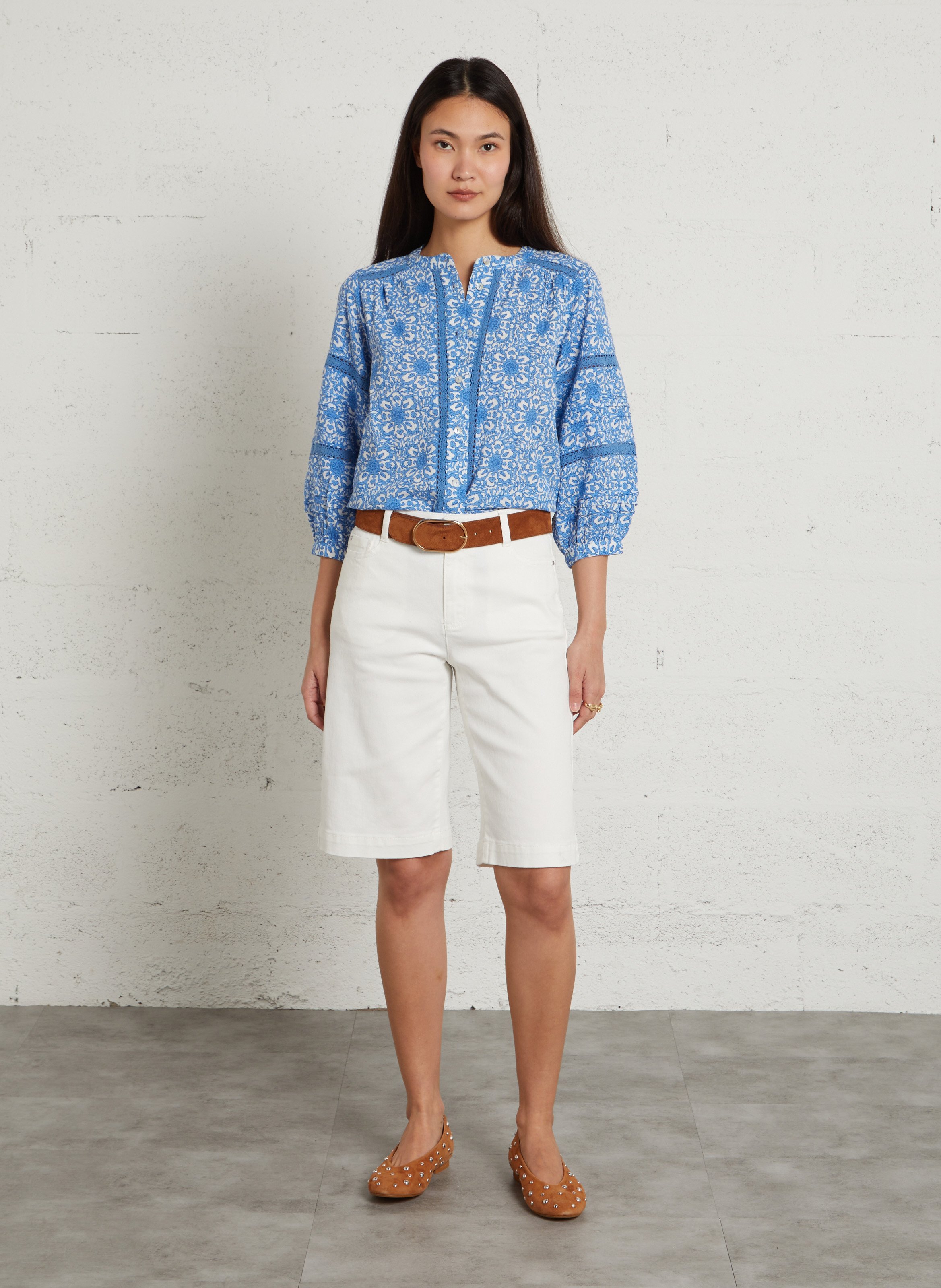 Bermuda - katoenblend MAISON 123 Wit