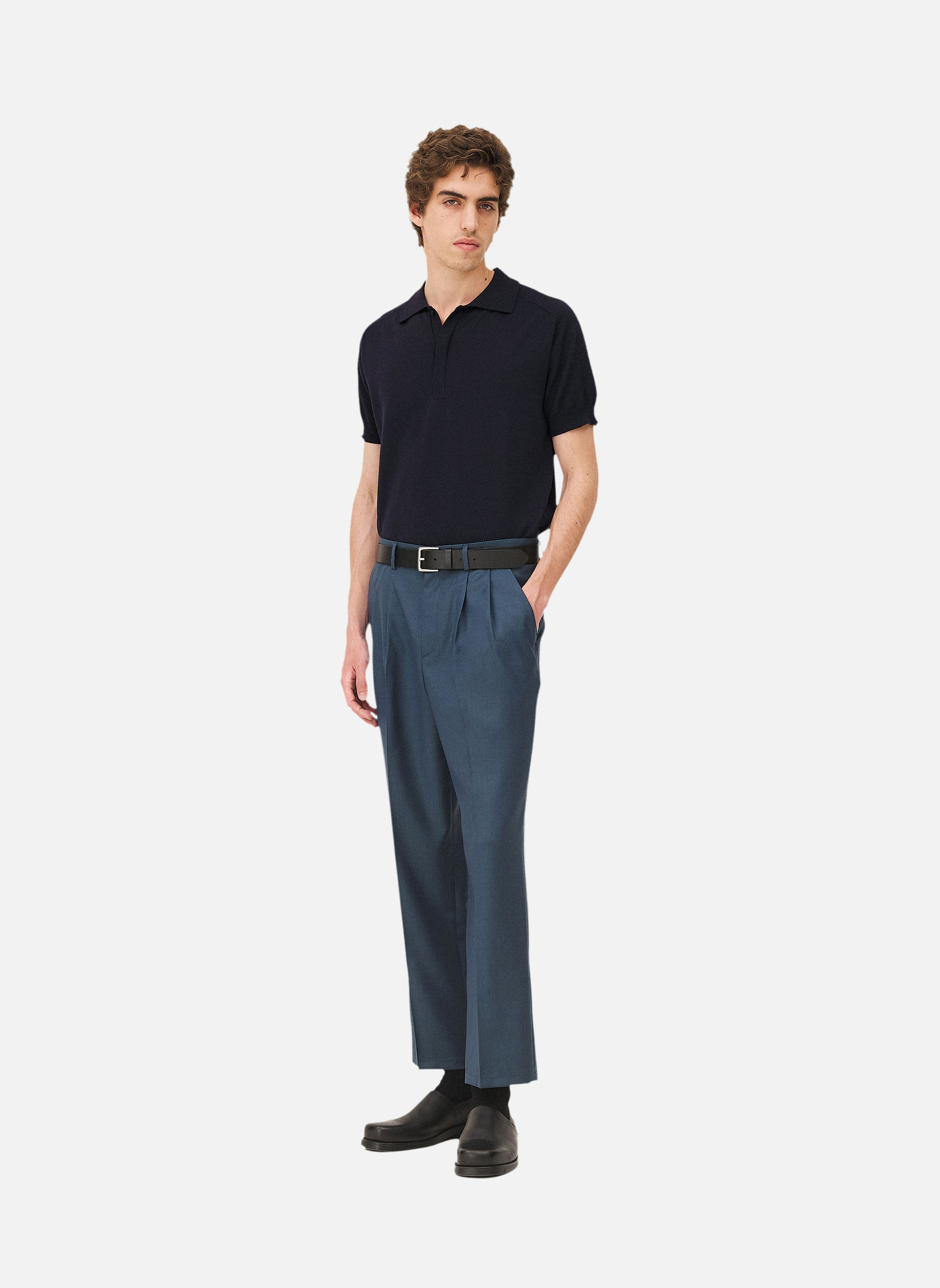 Trousers with pleats Clyde Deep Lagoon Noyoco Blue