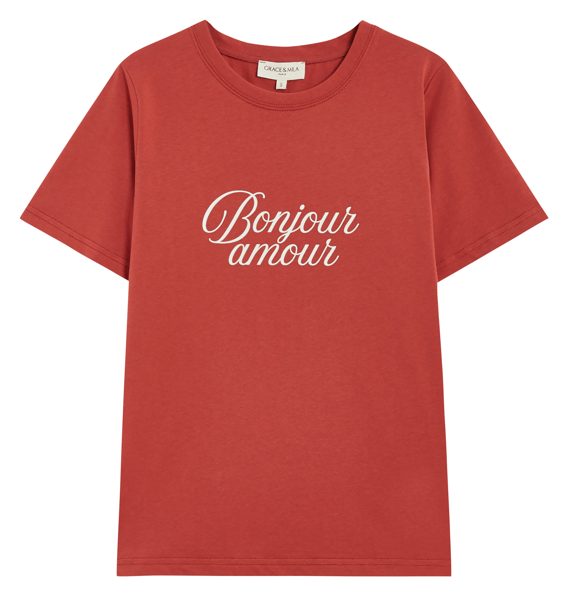 Katoenen T-shirt met ronde hals GRACE ET MILA Roze