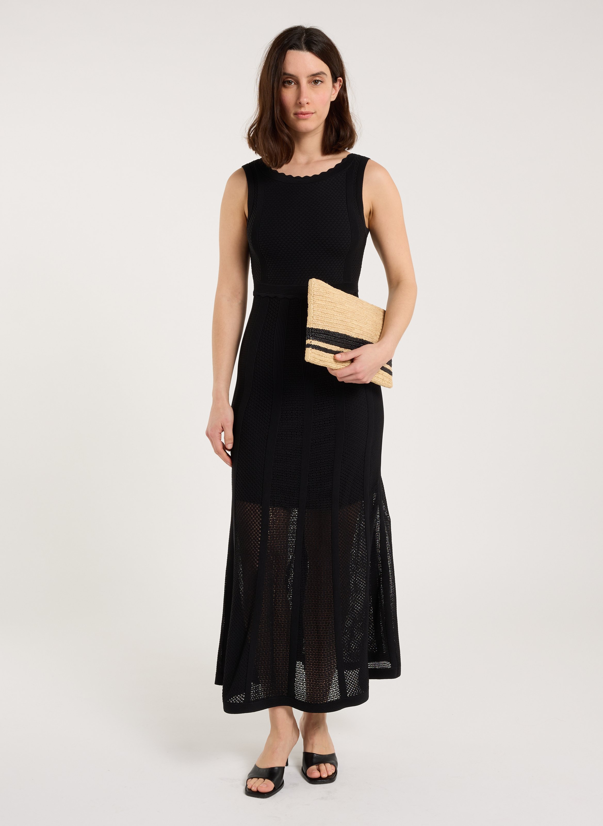 Long round-neck knit dress SAISON 1865 Black