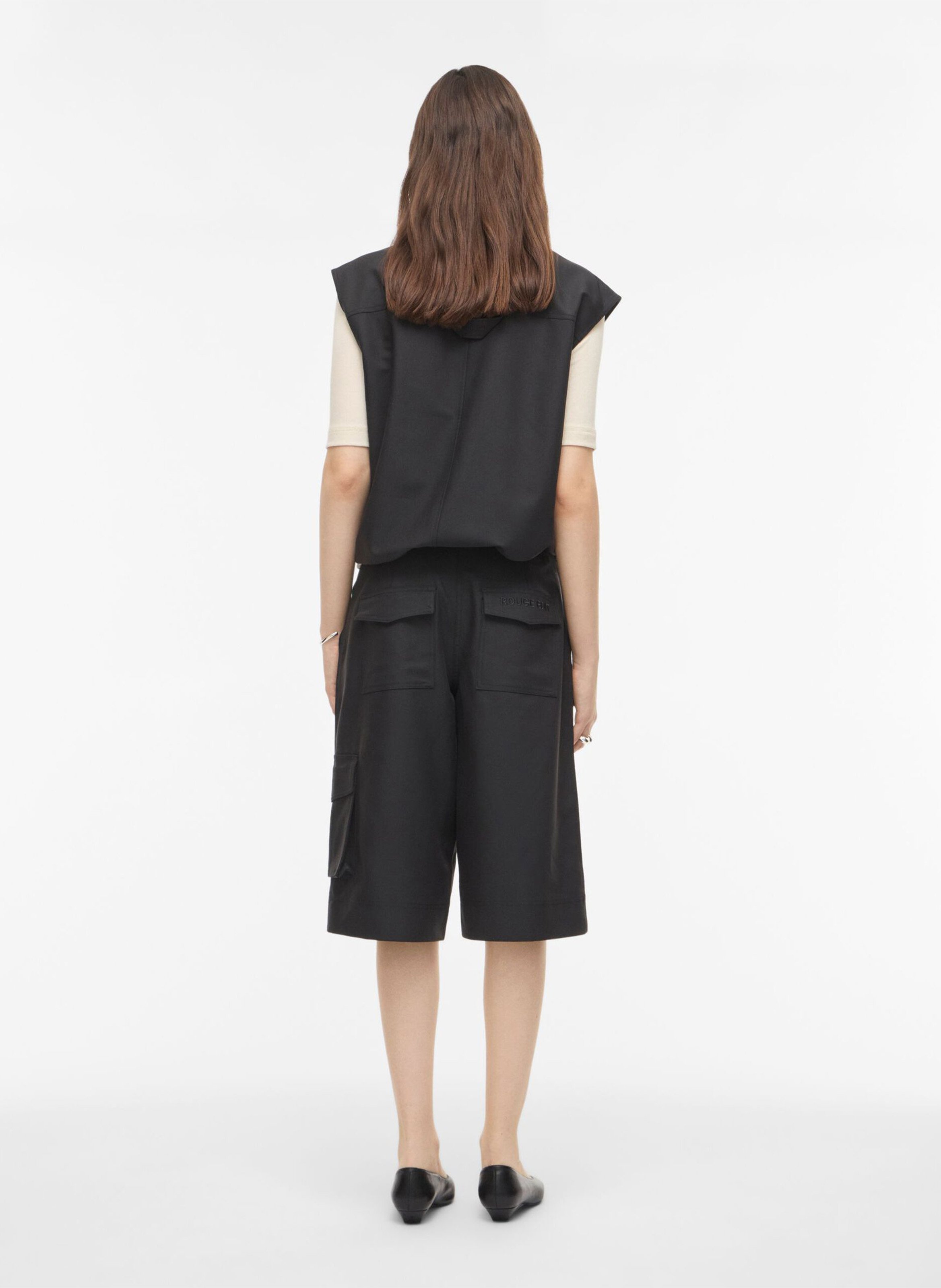 High-waisted plain Bermuda shorts ROUGE EDIT Grey