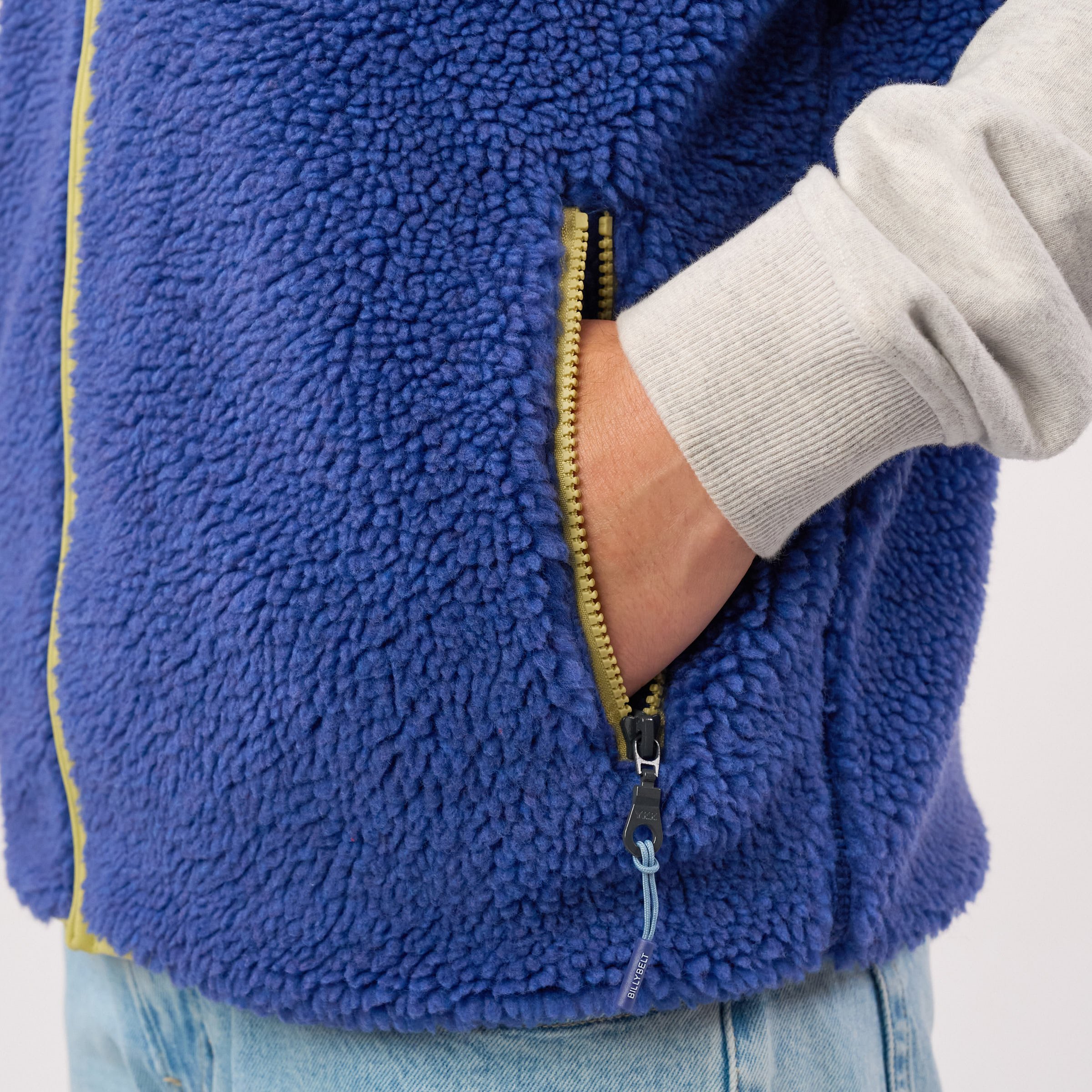 Sleeveless Sherpa Zip-Up Vest | Blue BILLYBELT Men
