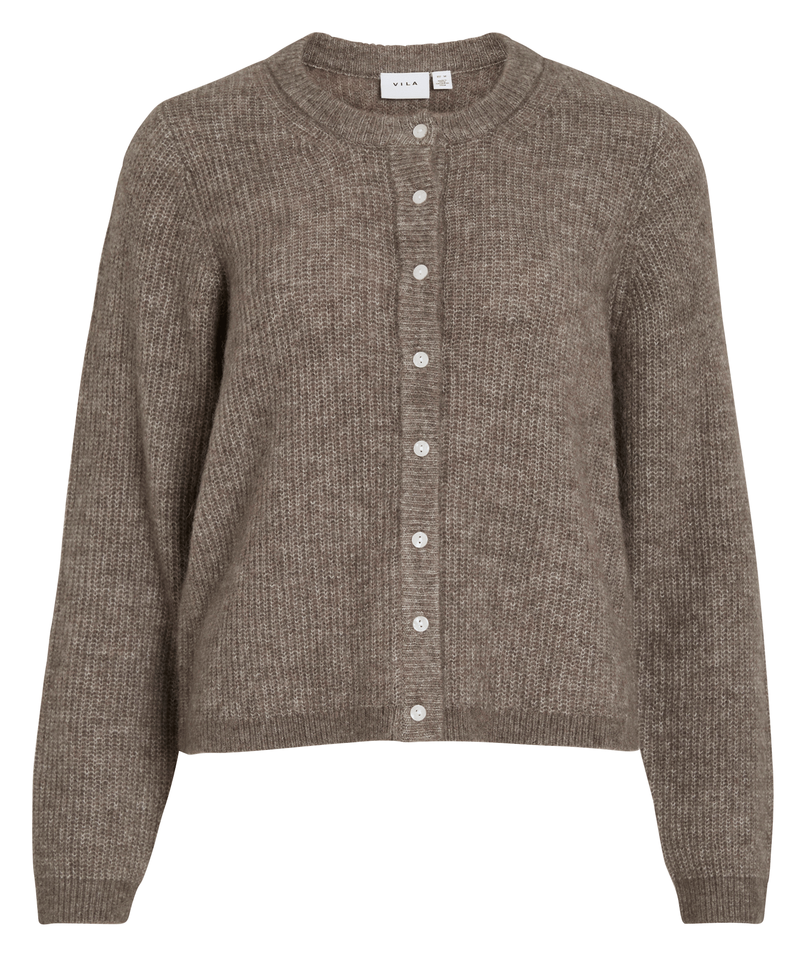 Straight knitted cardigan VILA Brown