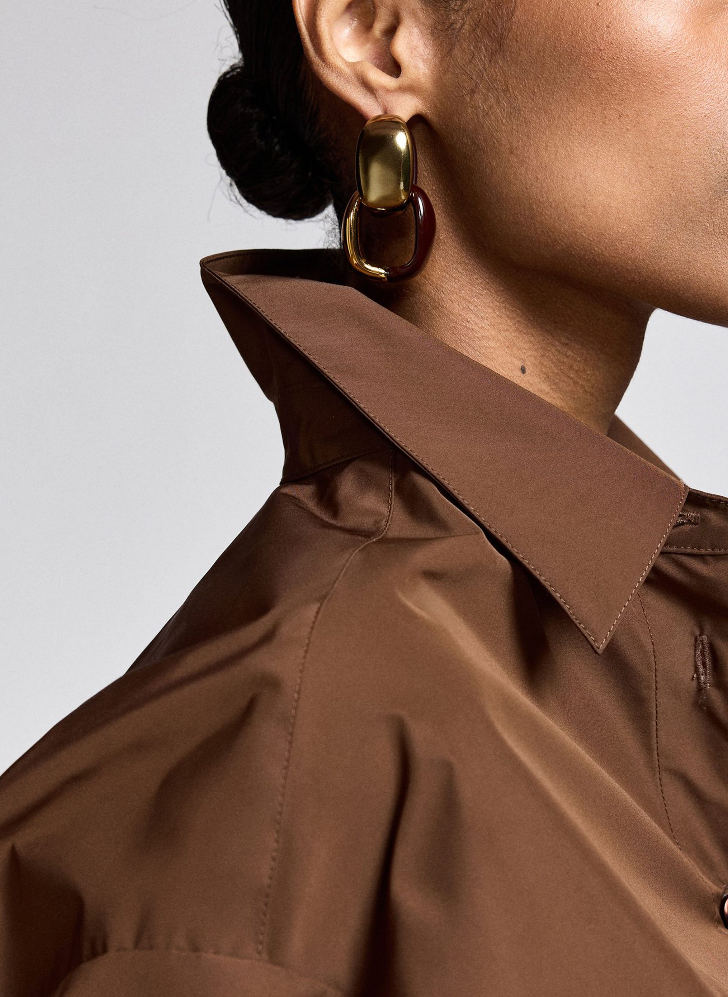 Double hoop drop earrings | Brown ESSENTIEL ANTWERP Women