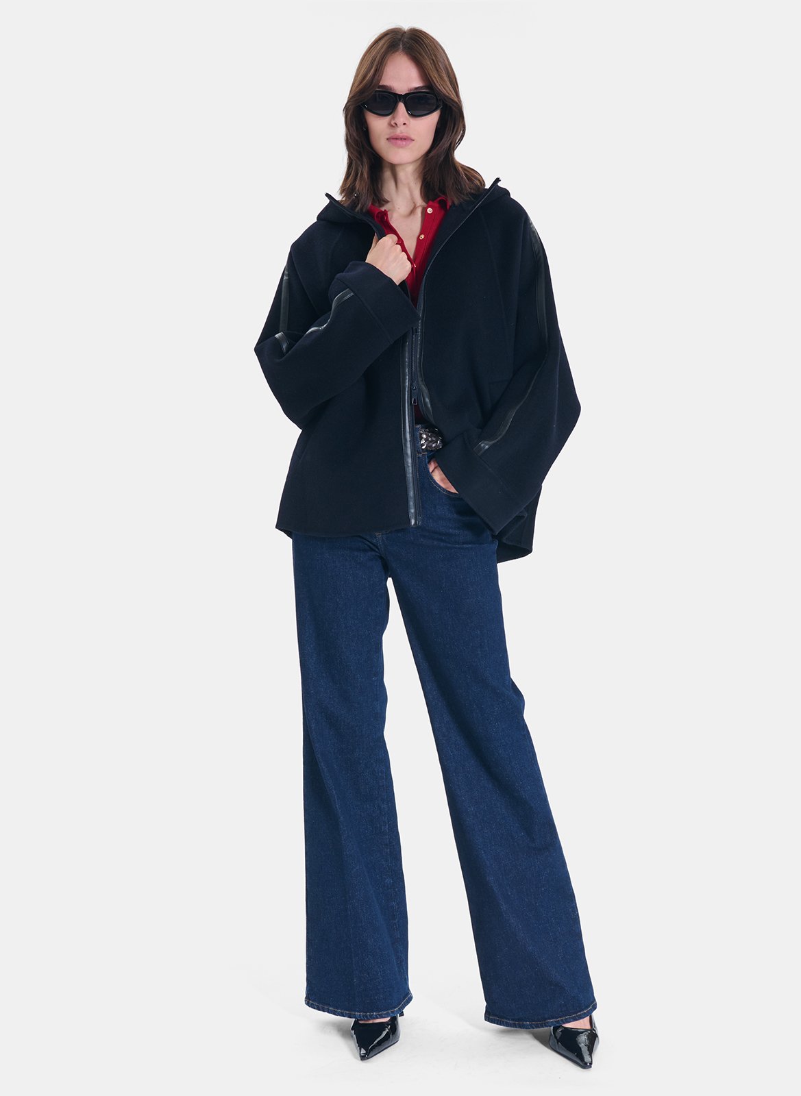 Oversized uitlopende mantel van gemengde wol ZAPA Blauw