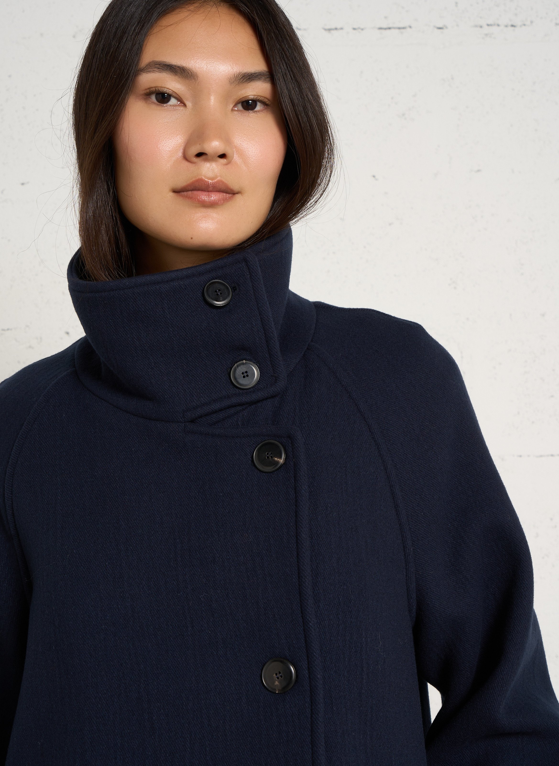 Manteau long oversize en laine mélangée POMANDERE Bleu