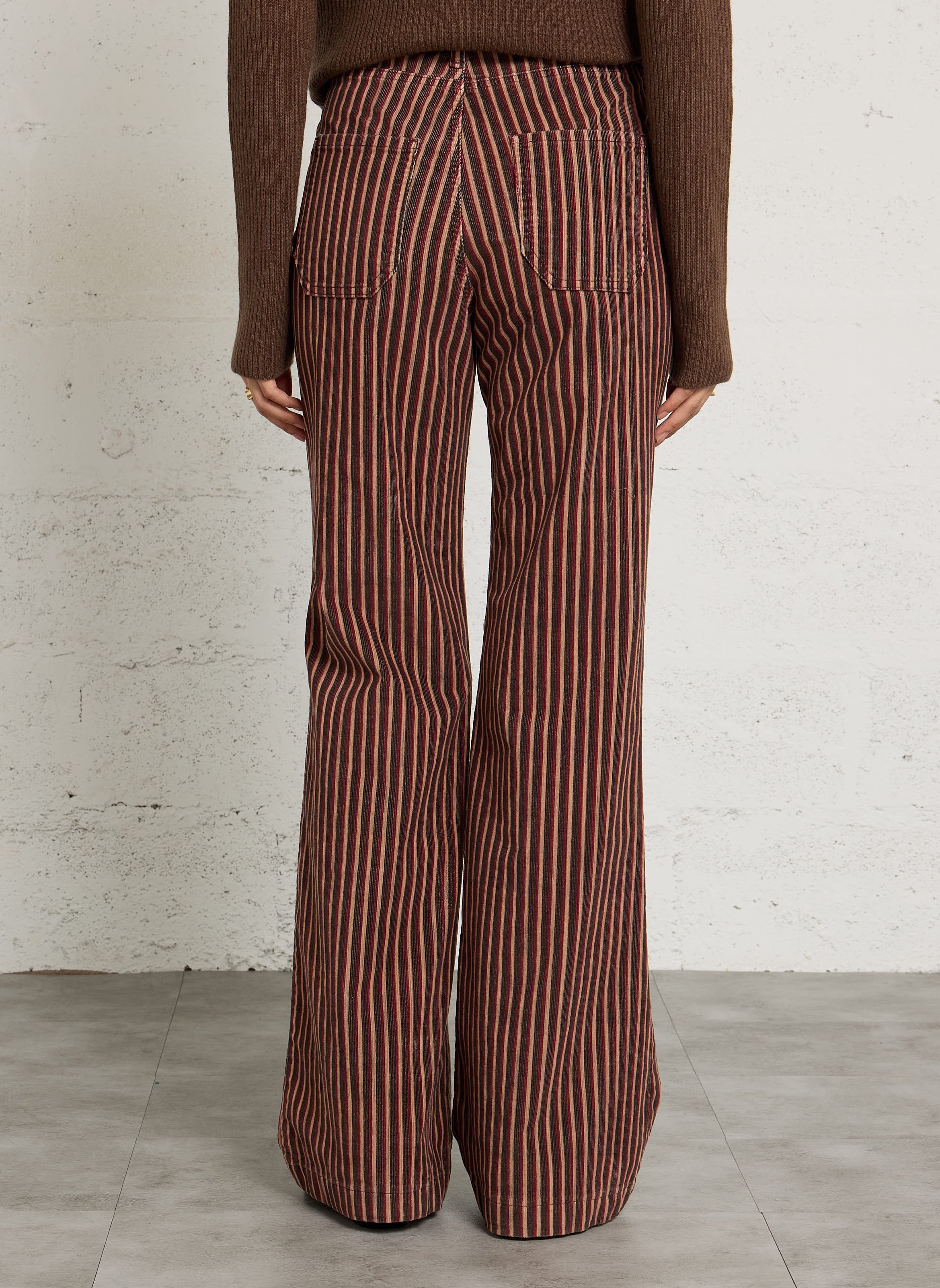 Wijde, gestreepte broek | katoenblend MAISON HOTEL Bruin