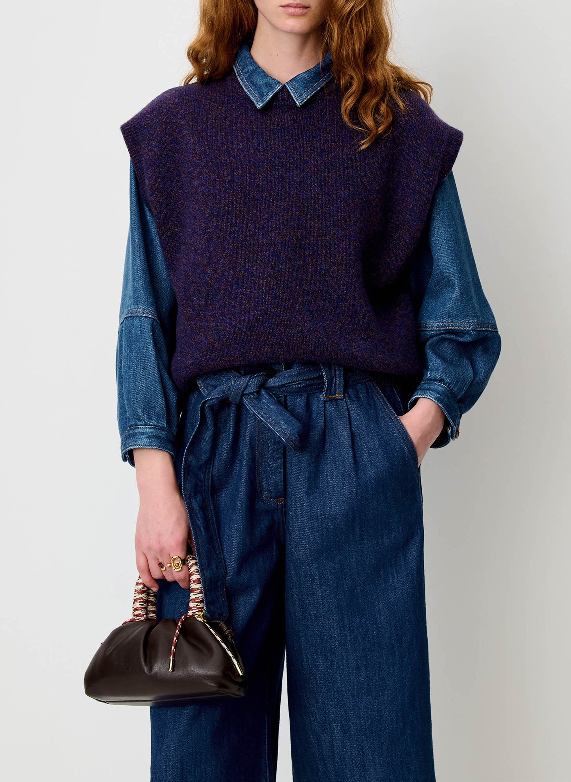 Sleeveless merino wool sweater SESSUN Blue