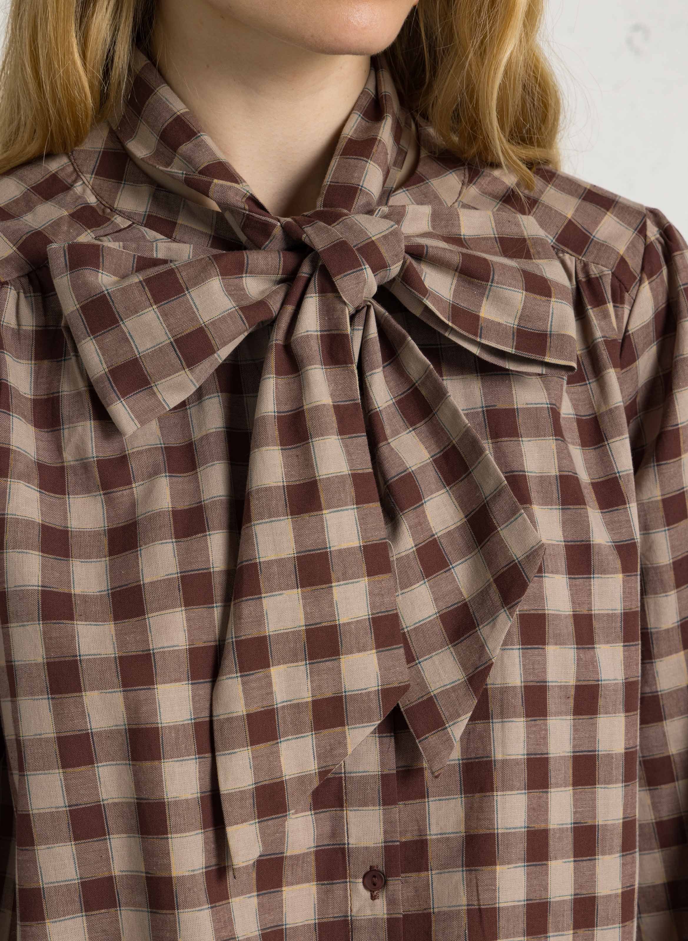  Chemise col à nouer en coton SUD EXPRESS Marron