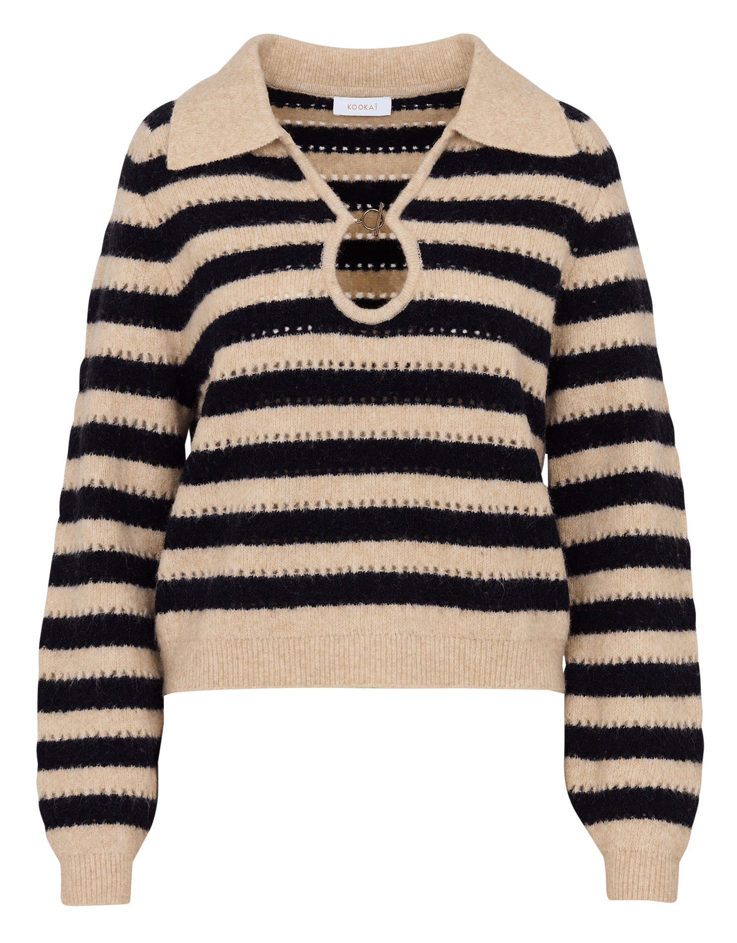 Pull droit à rayures en maille KOOKAI Beige