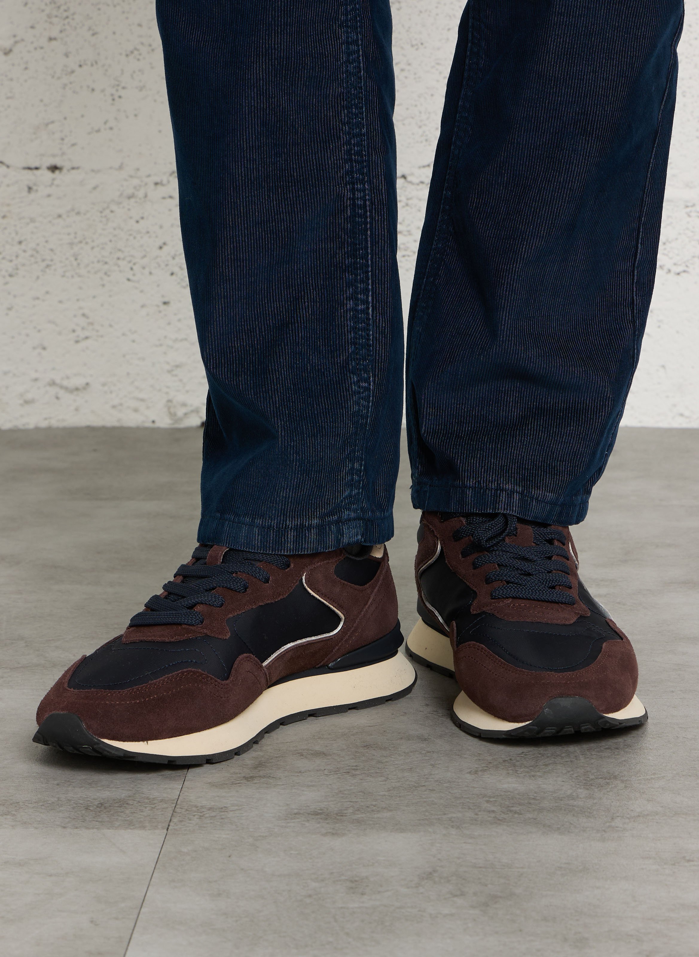Low-top mixed leather sneakers HOFF Brown