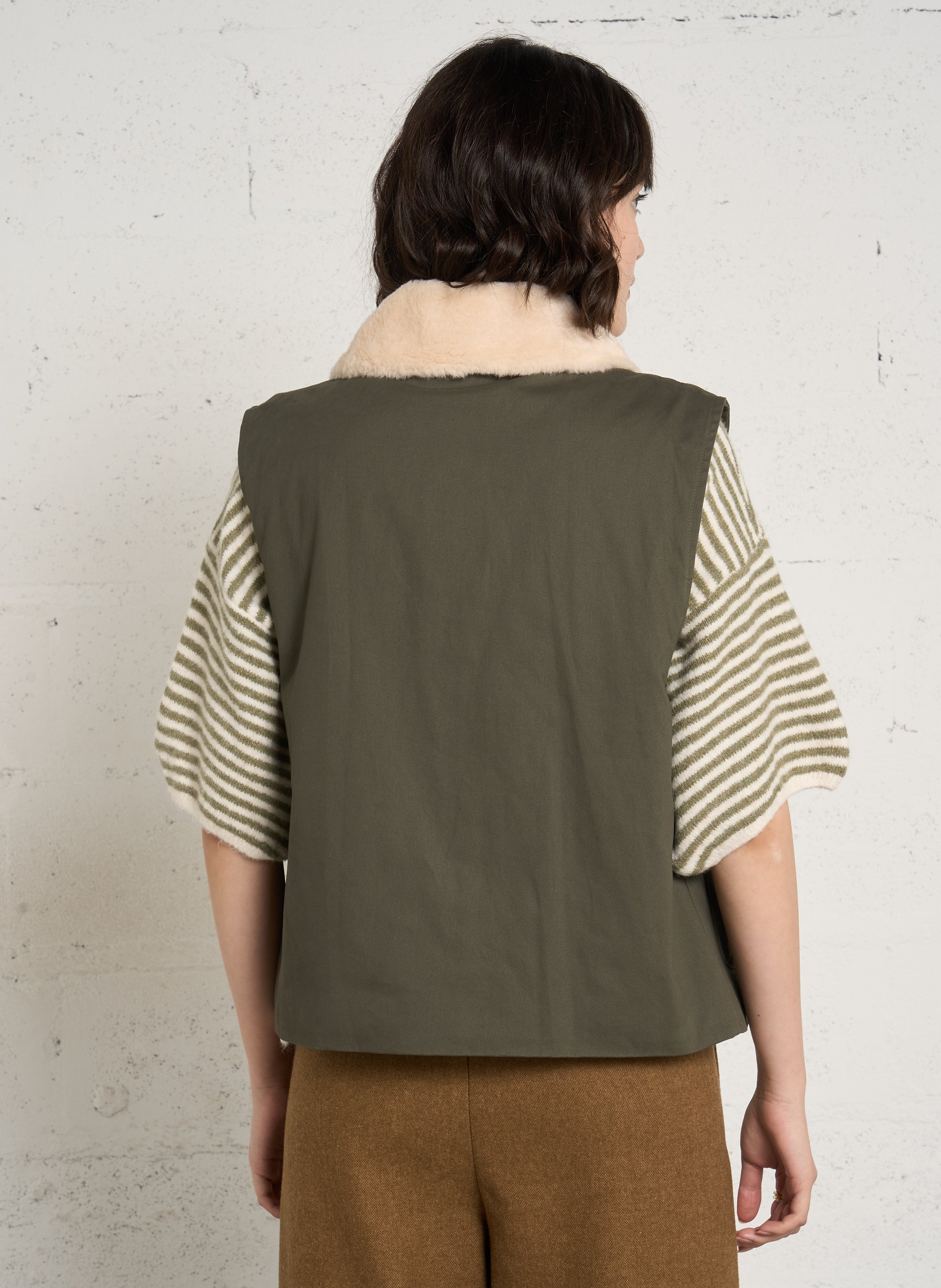 Ärmellose Jacke aus Baumwolle mit abnehmbarem Kragen LA PETITE ETOILE Khaki