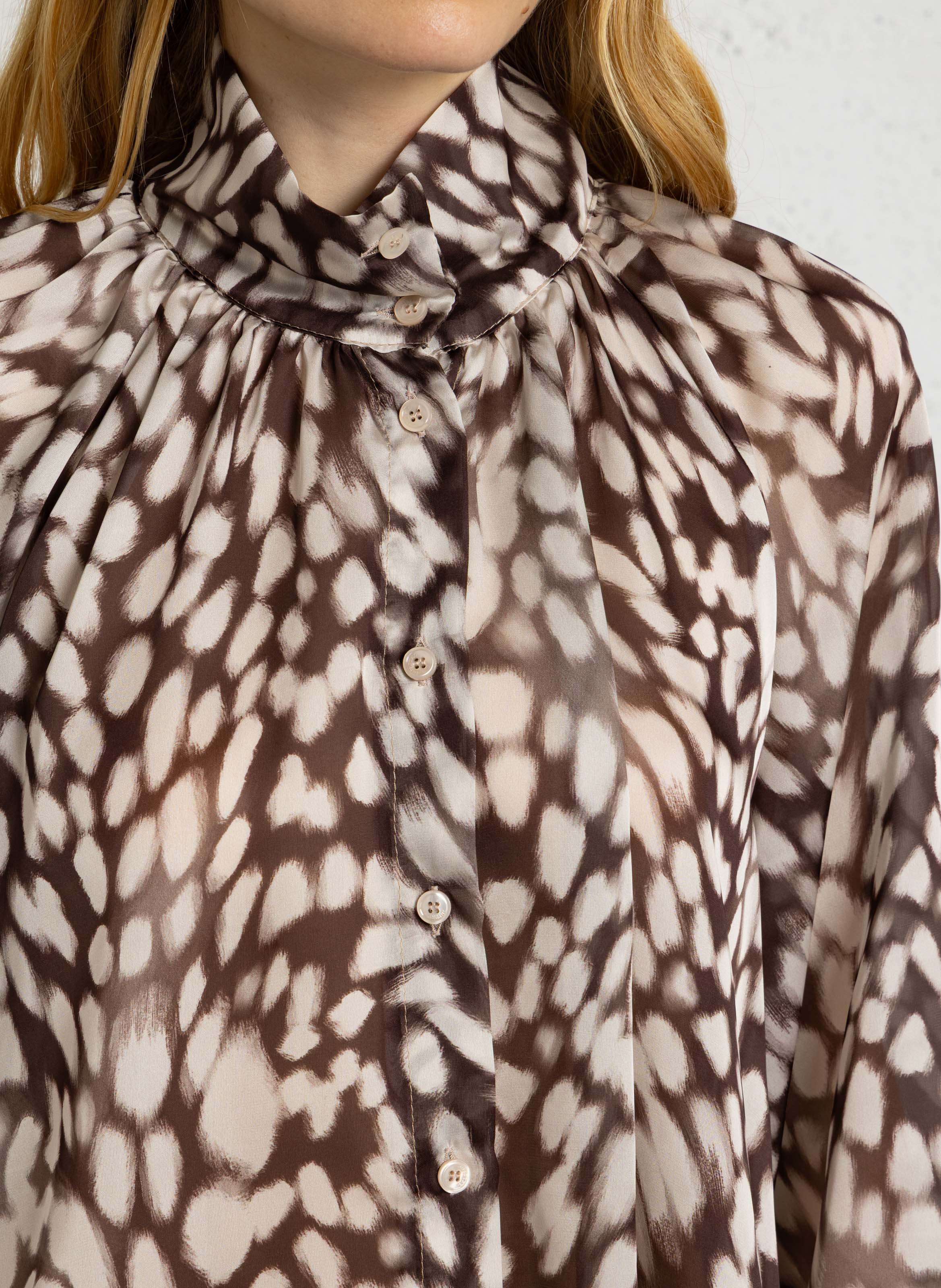 Wijde blouse met print IMPERIAL Bruin