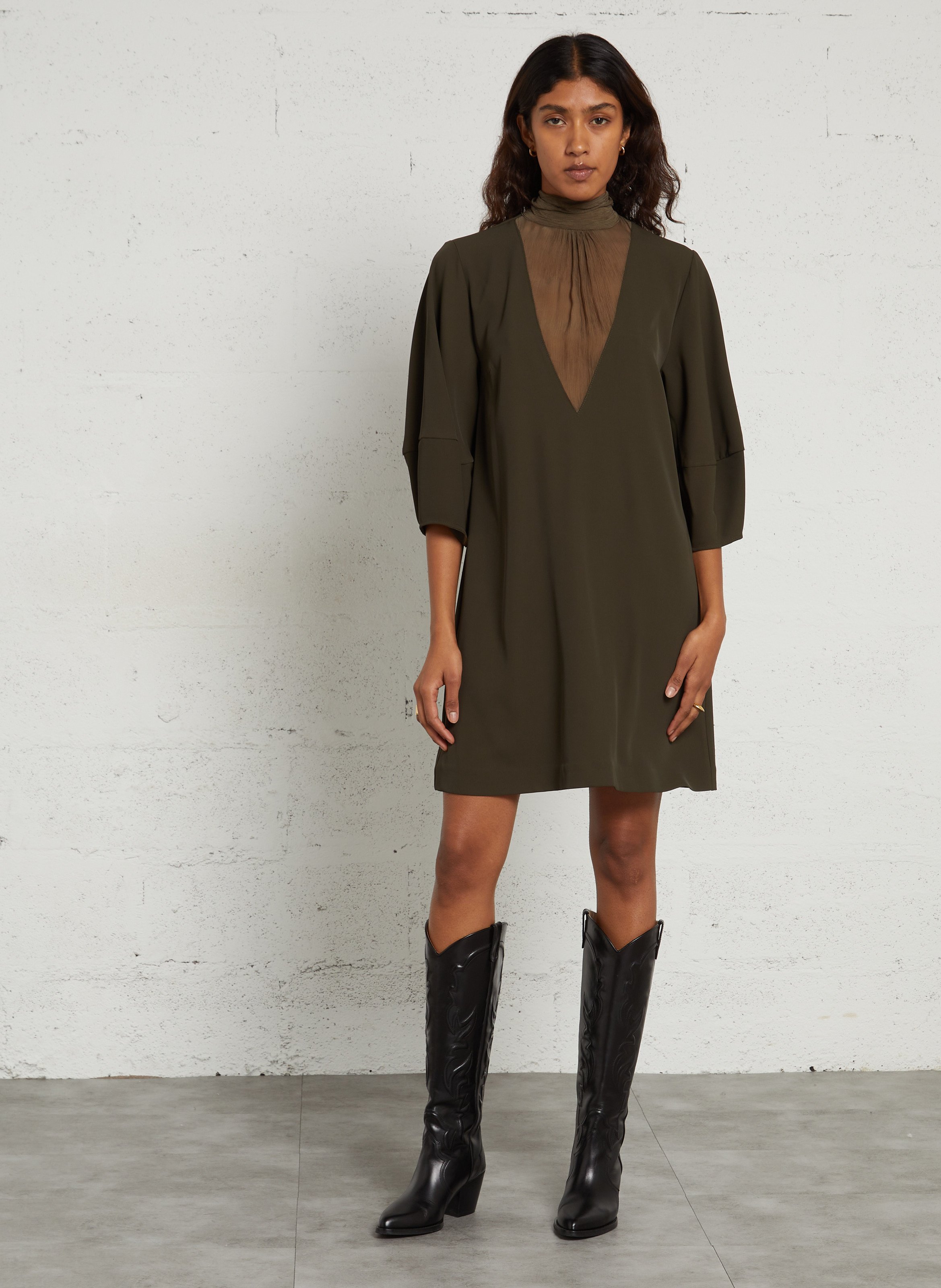 Robe courte et droite manches 3/4 IMPERIAL Vert
