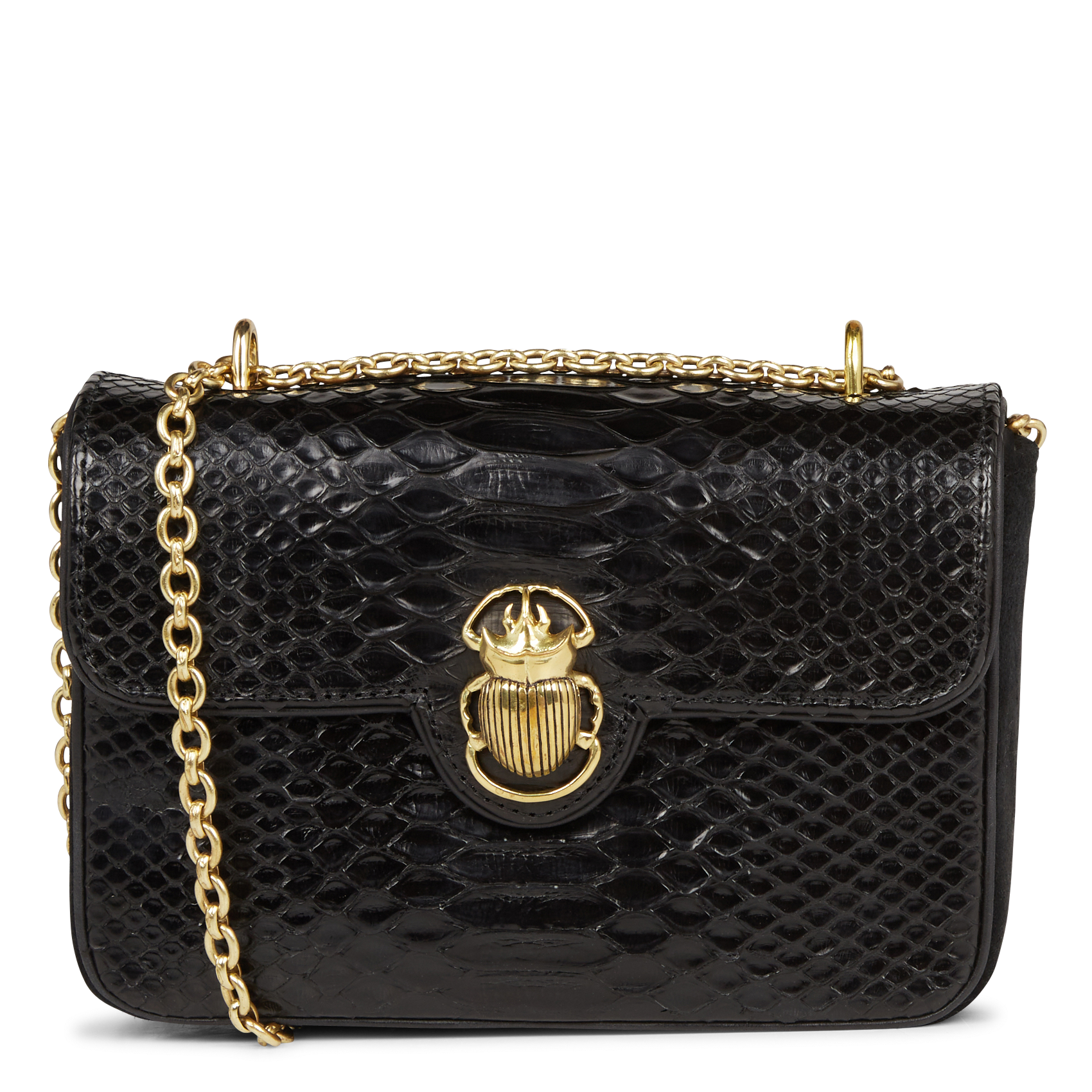 Sac bandoulière en cuir de python CLARIS VIROT Noir