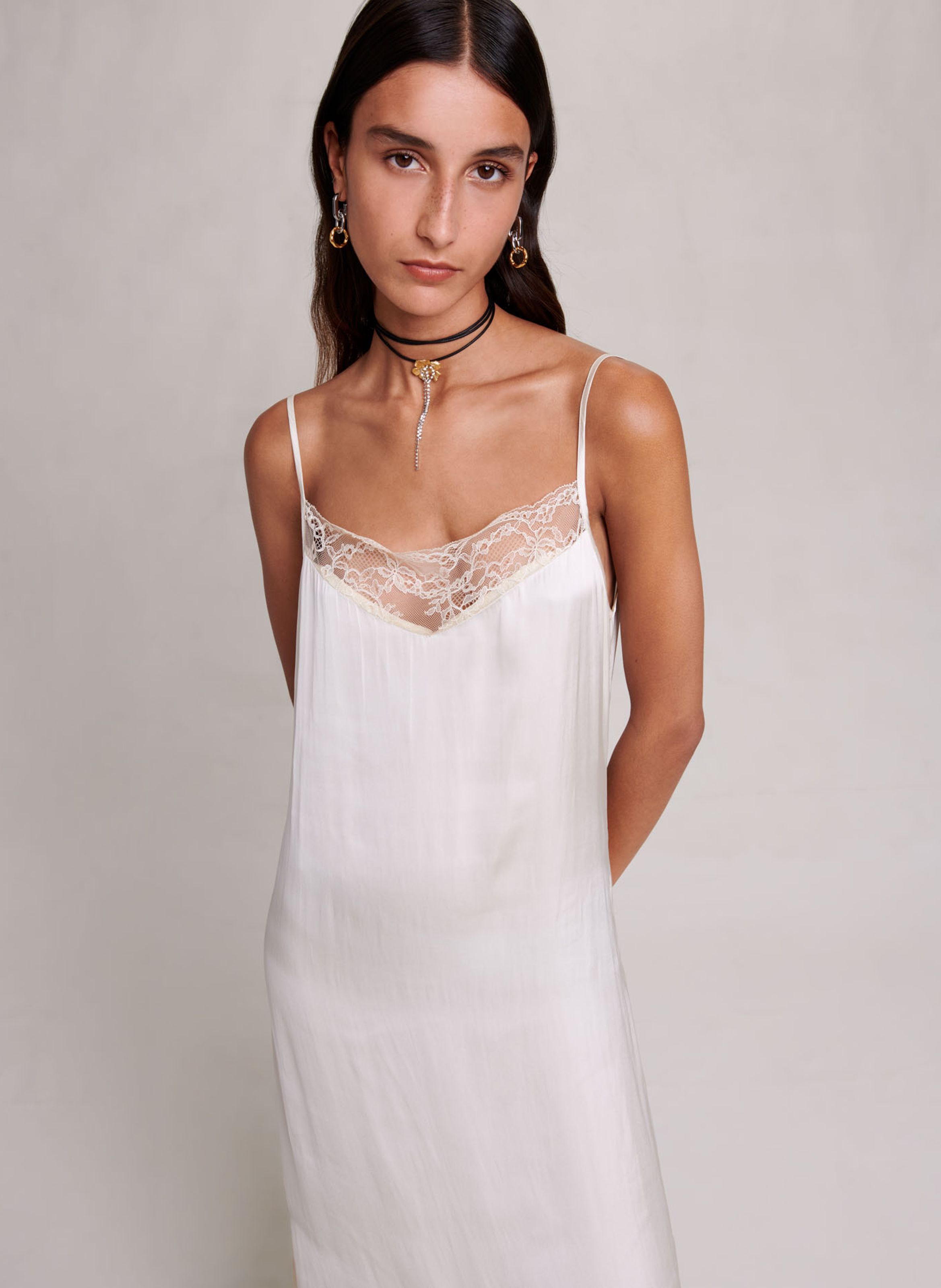 Maje robe blanche online dentelle