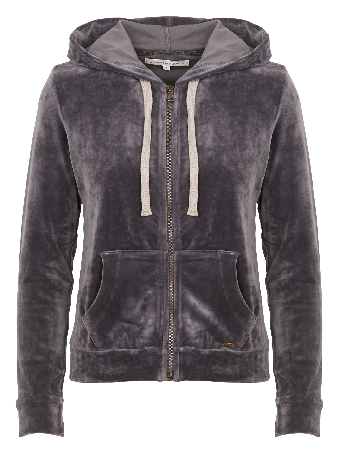 Straight velvet cardigan with hood FRESCO SEALAKE Anthracite