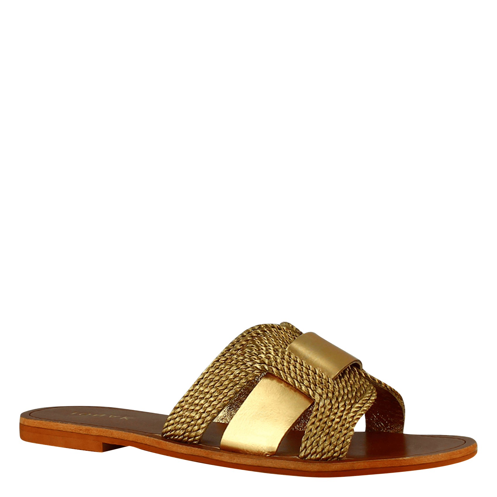 Sandales plates en cuir métallisé JONAK Doré