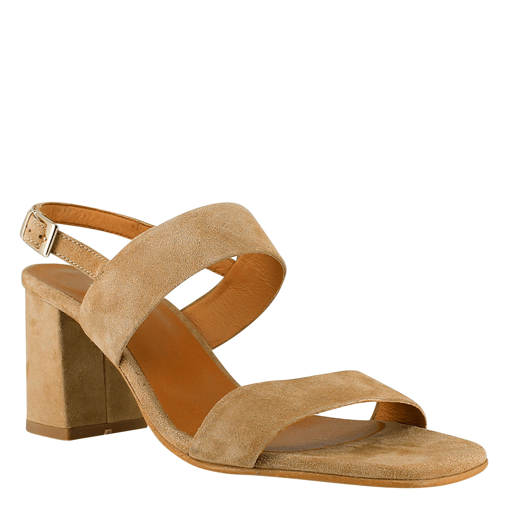 Sandalias de piel aterciopelada con tacón alto Marron