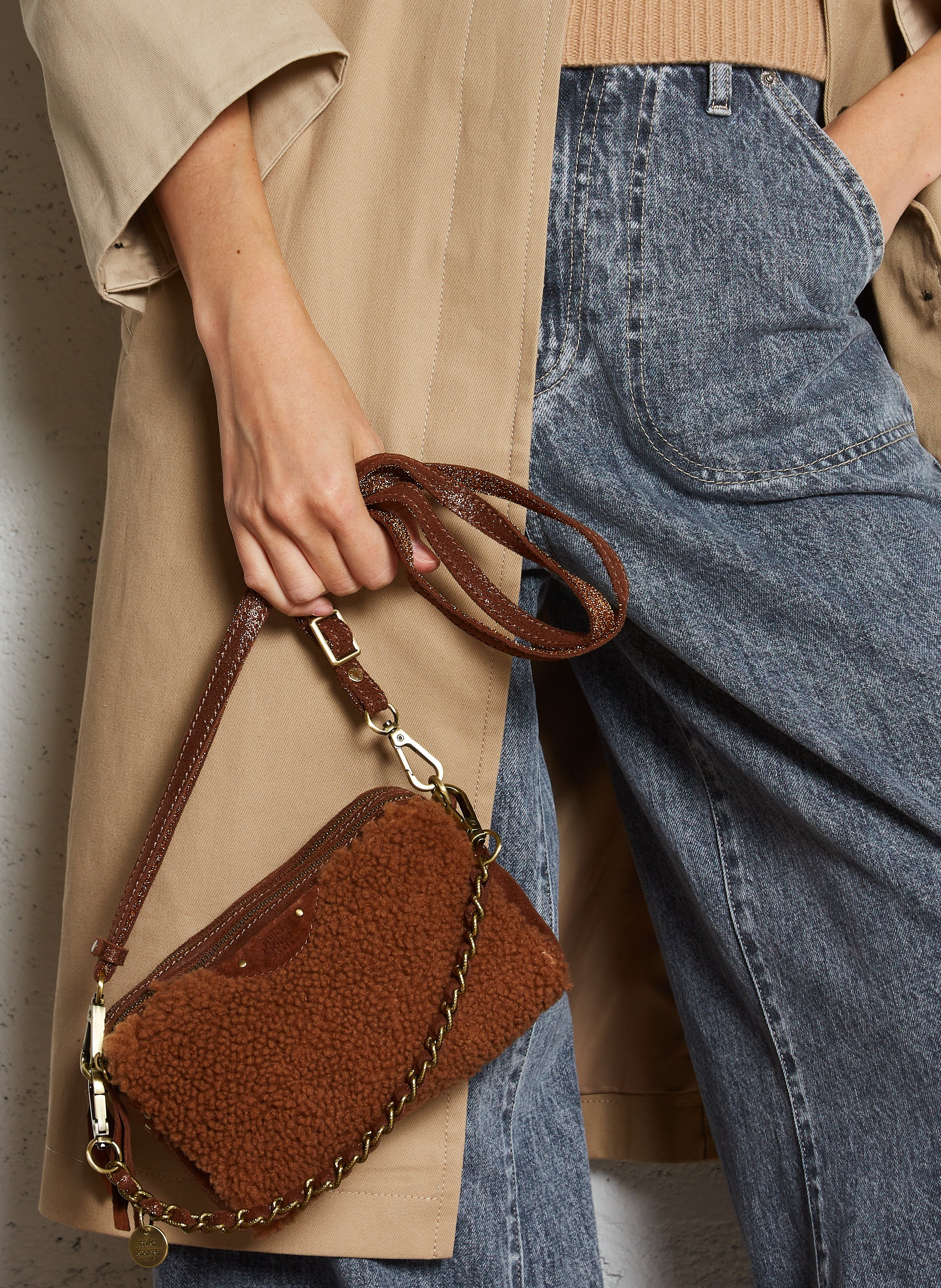 Dori leather shoulder bag MILA LOUISE Brown