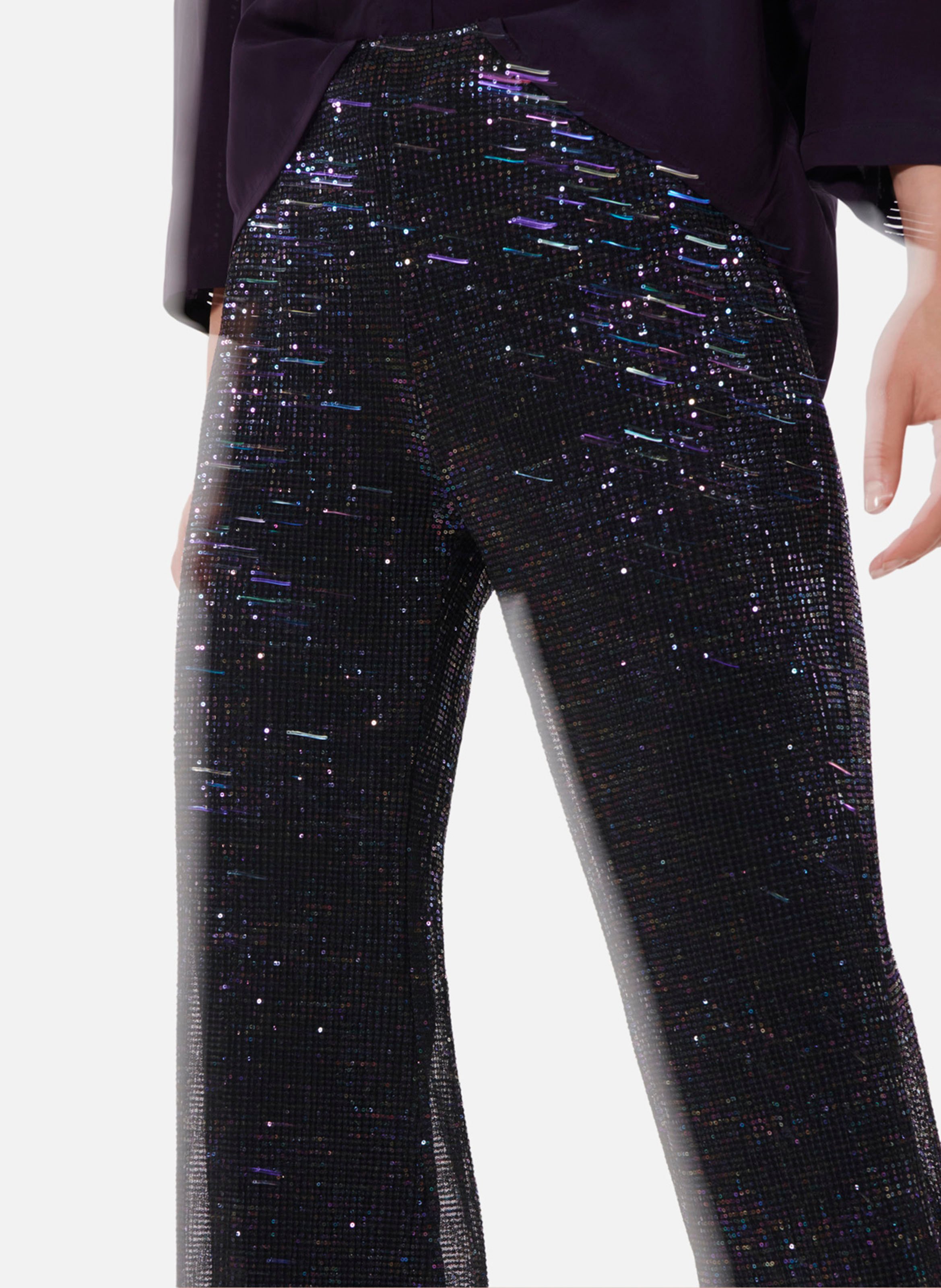 Slim fit broek met pailletten KARMA KOMA Bruin