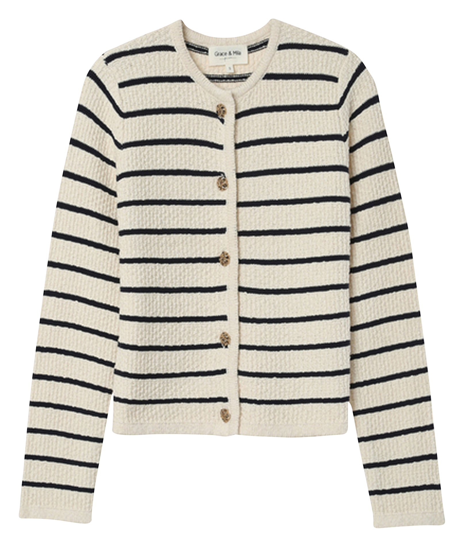 Striped cotton straight cardigan GRACE ET MILA Beige