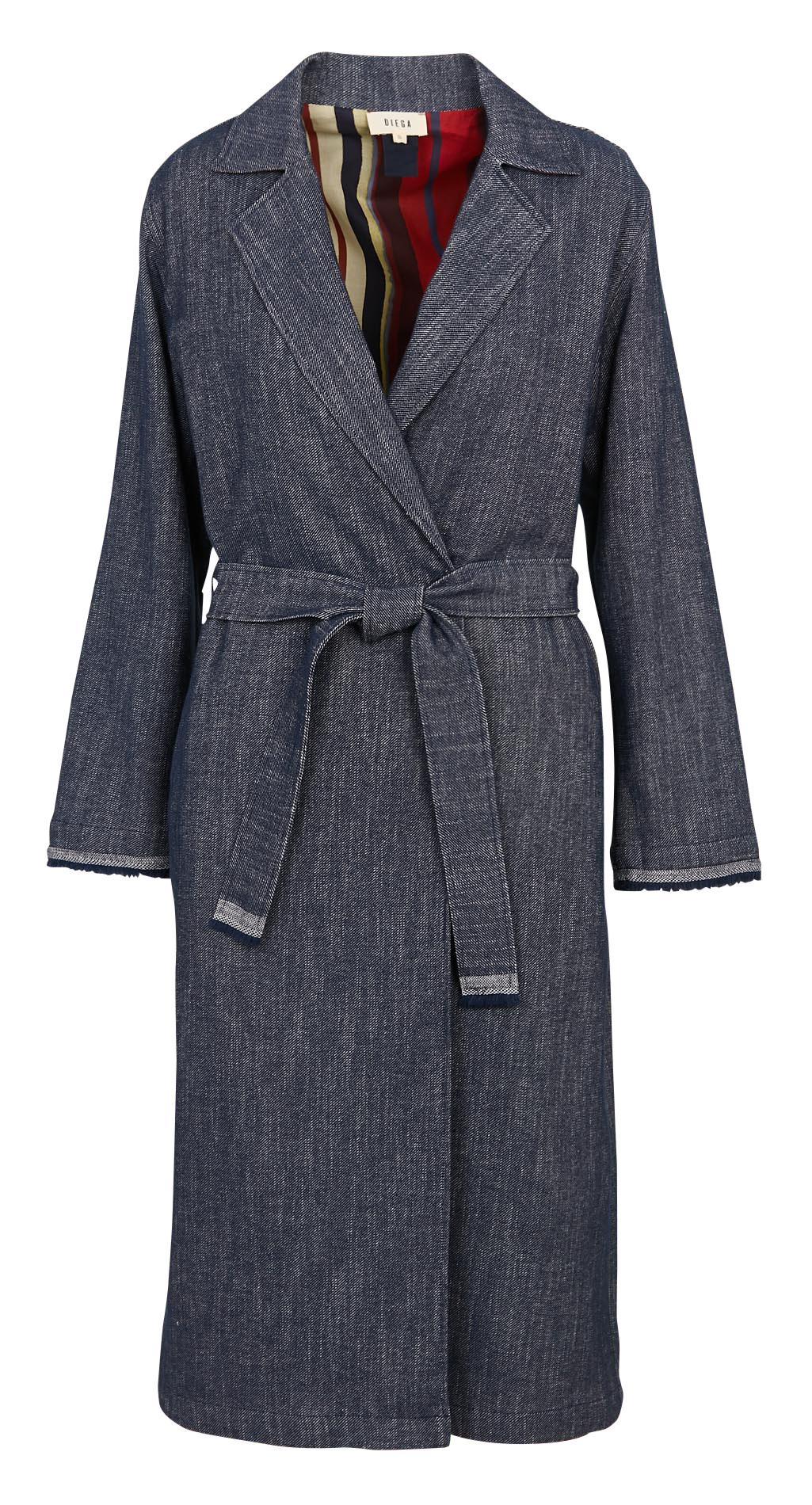 Manteau large ceinturé en denim brut DIEGA Bleu