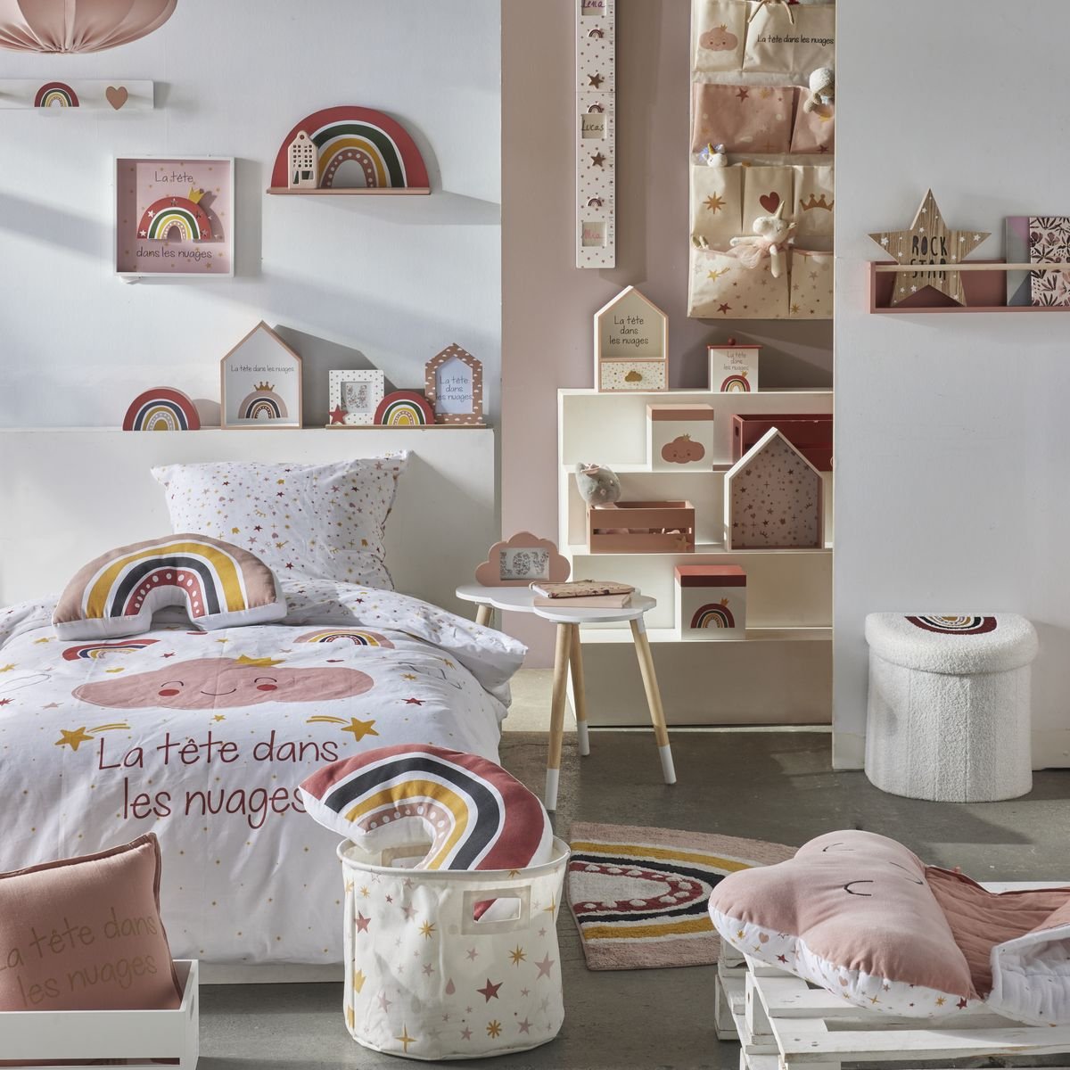 Cloud-shaped metal wall shelf FACTORY Pink