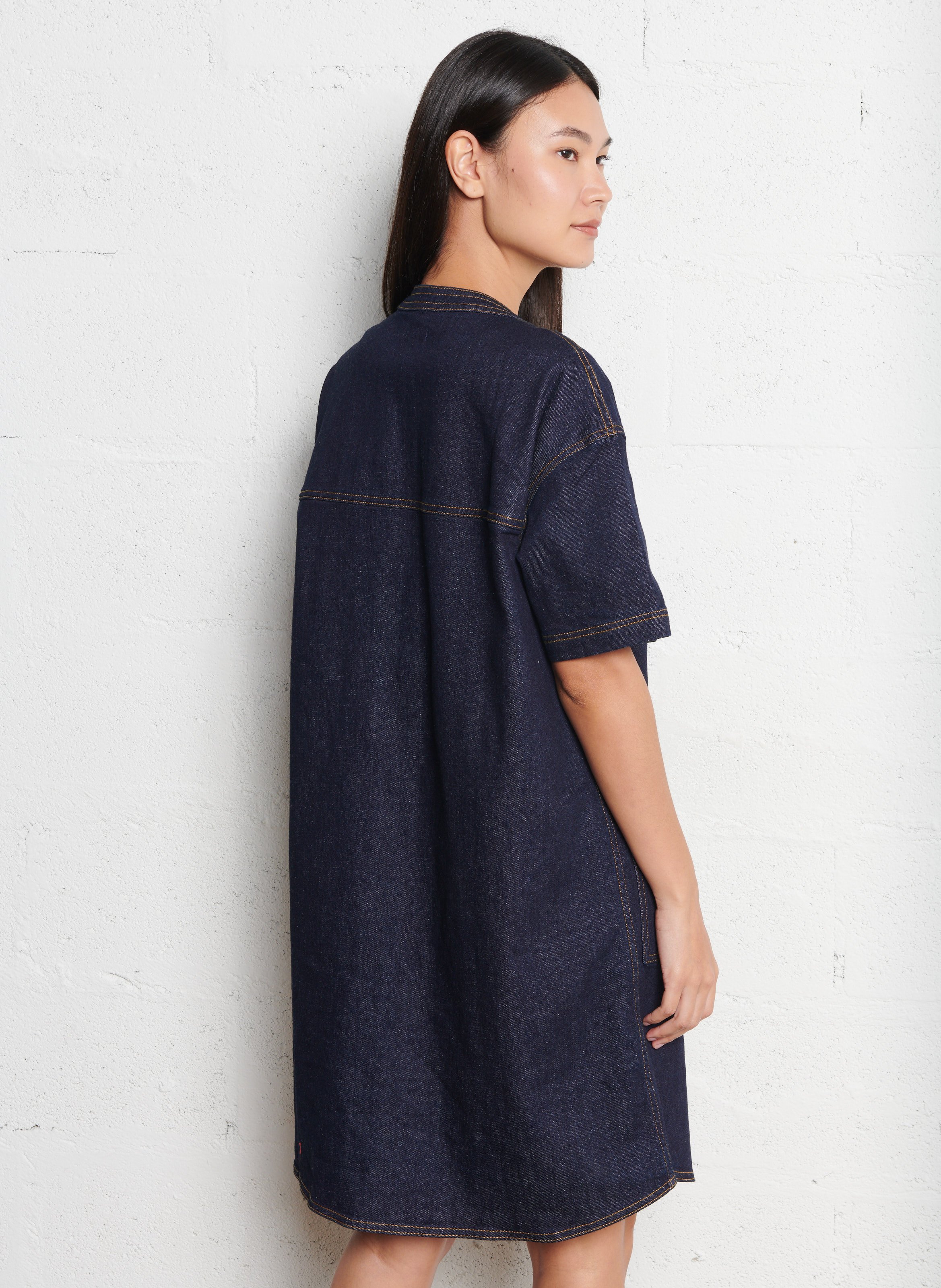 Robe midi en coton mélangé Marthe Bleu Bensimon Femme